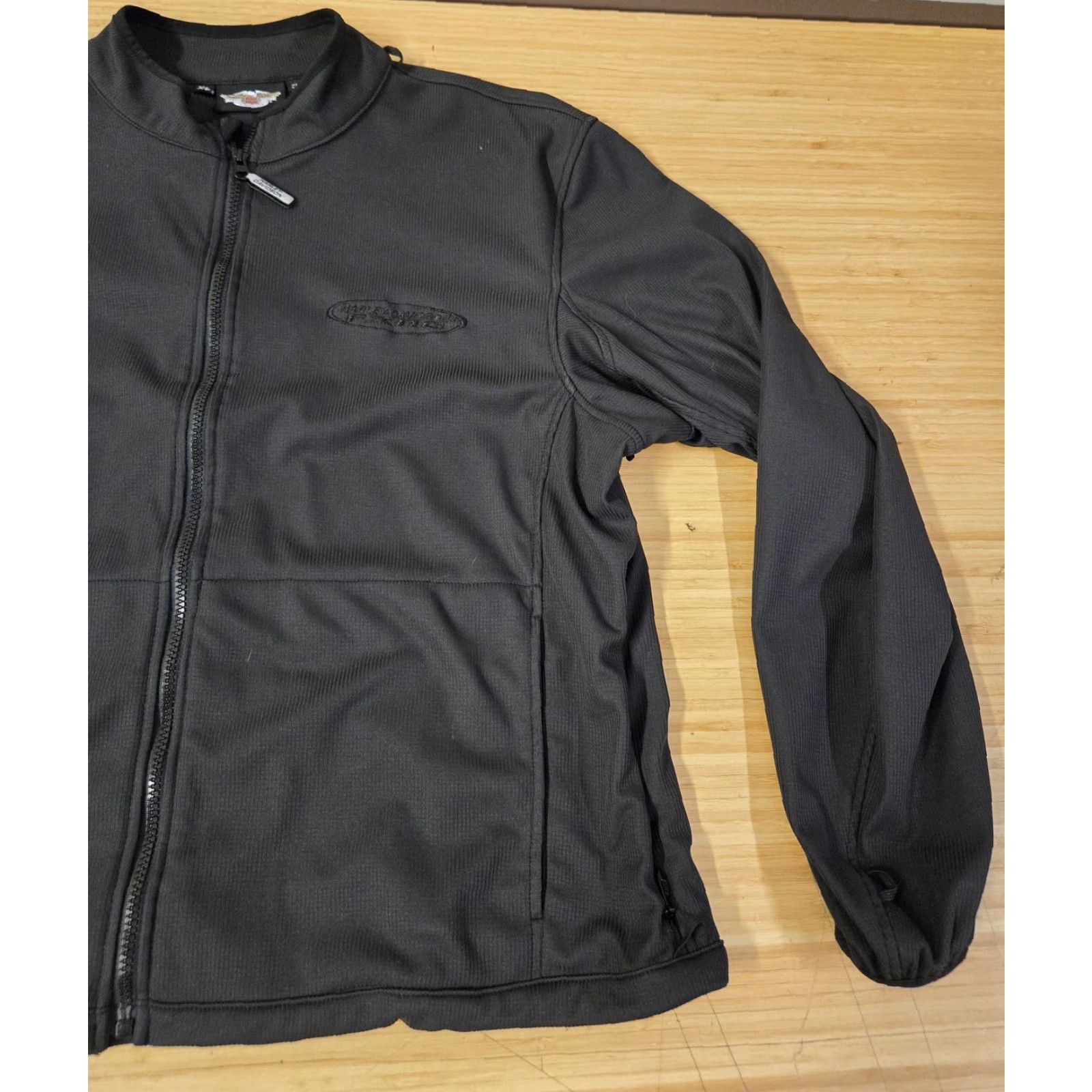 Harley Davidson Harley-Davidson FXRG Jacket Mens XL Black Softshell Full Zip Biker Motorcycle Windbreaker Zip Pockets Embroidered Logo 90s? Size US XL / EU 56 / 4 - 2 Thumbnail