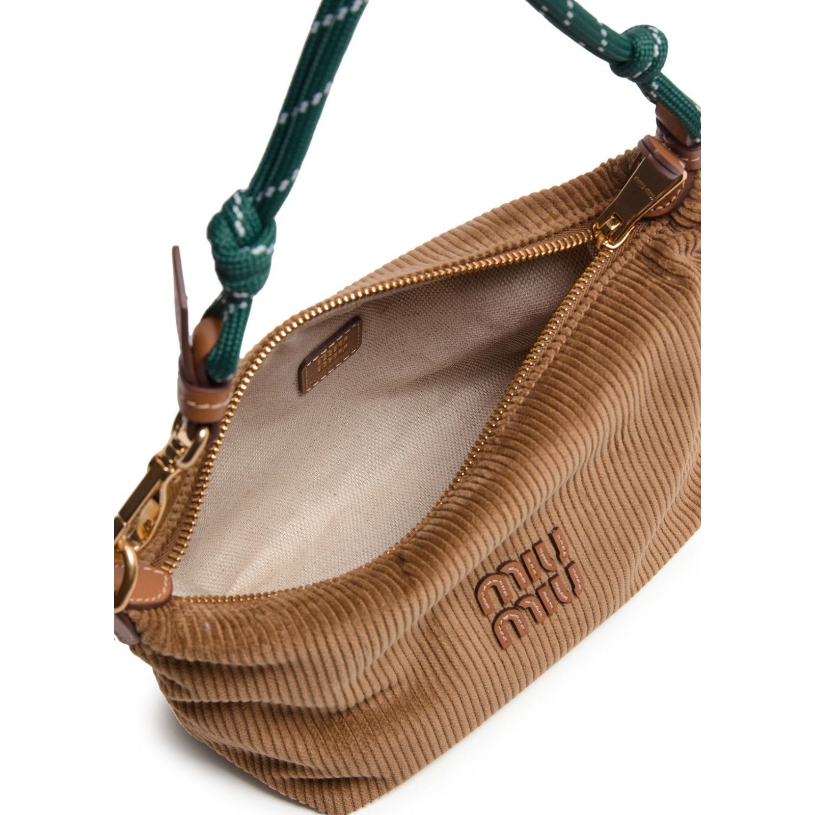 Miu Miu MIU MIU $1270 Cinnamon/Green Corduroy Pouch New & Authentic Size ONE SIZE - 4 Thumbnail