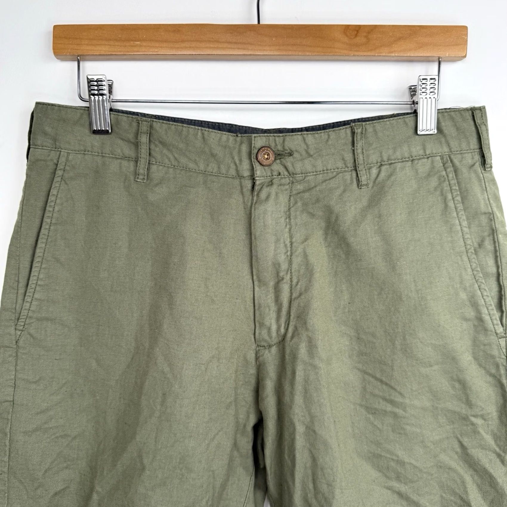 Faherty Faherty Mens Chino Shorts Green 30 Linen Blend Flat Front Casual Preppy Size US 30 / EU 46 - 2 Thumbnail