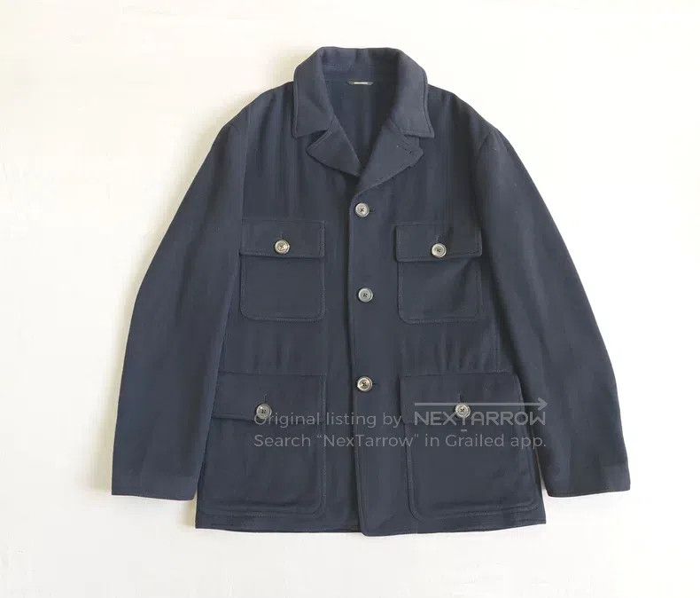 Hermes Men's hunting cashmere jacket navy blue 100% cash