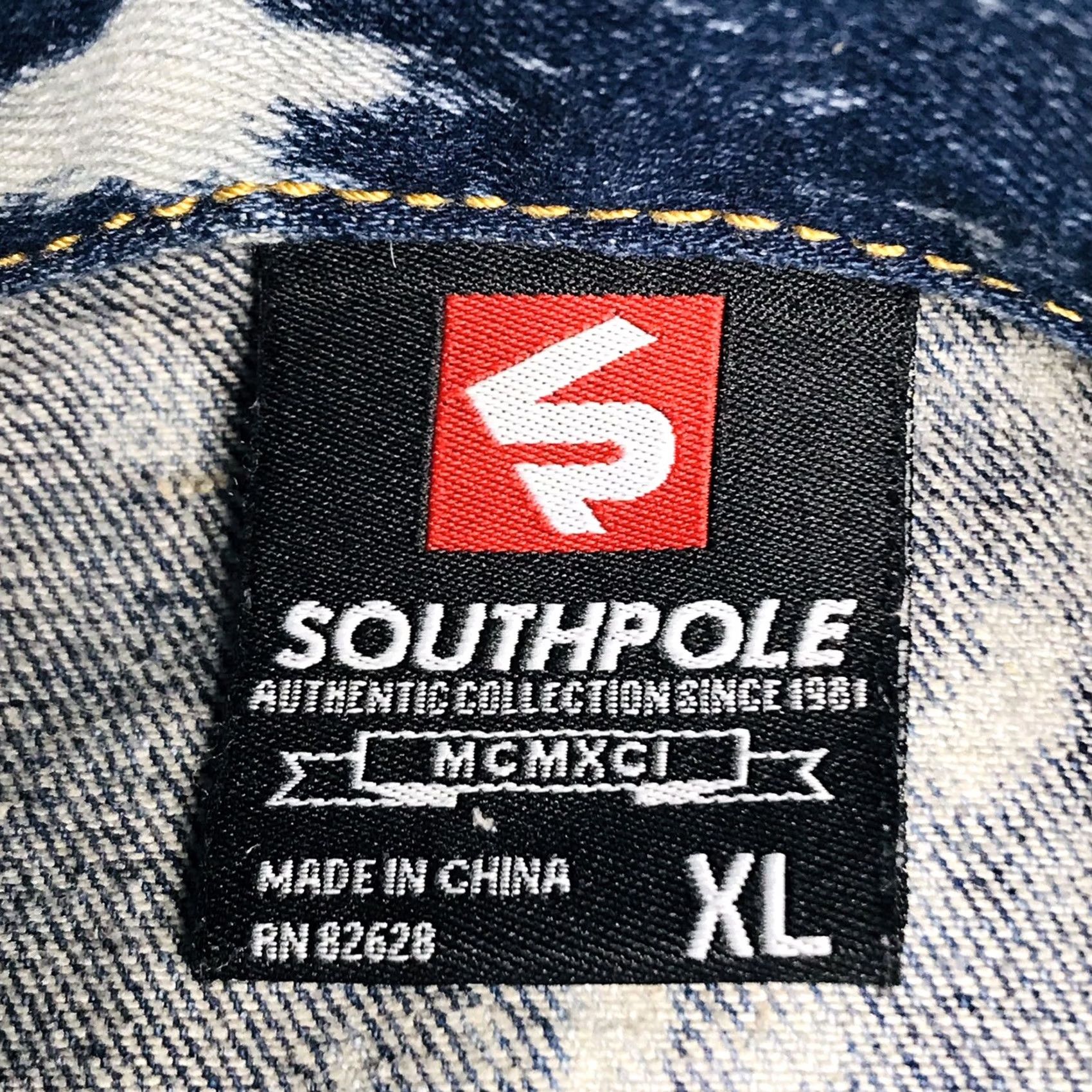 Southpole Southpole Men Blue Acid Wash Distressed USA Button-Up Denim Vest XL Shirt Vest Size US XL / EU 56 / 4 - 3 Thumbnail