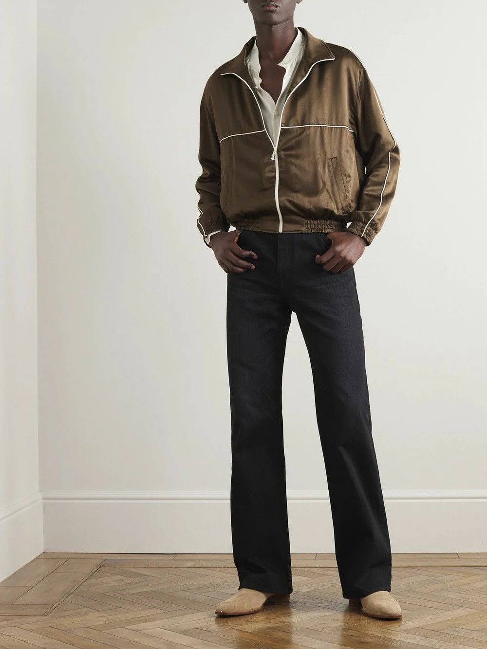 Saint Laurent Paris SAINT LAURENT Paris Teddy Silk Zip-Up Track Jacket Size US L / EU 52-54 / 3 - 2 Thumbnail