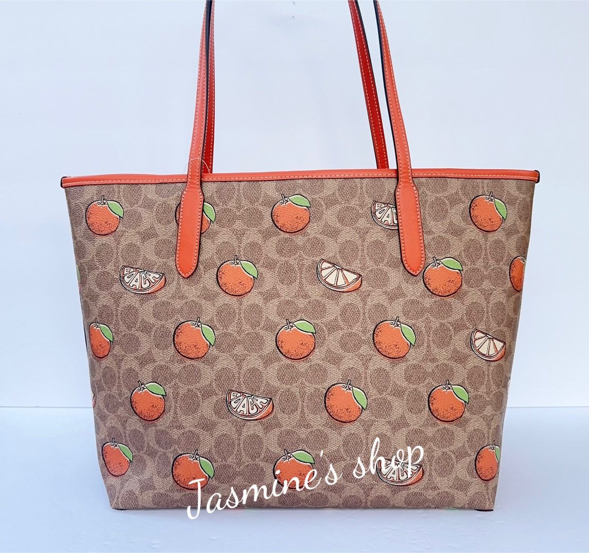 Coach NWT Coach City Tote Bag In Signature With Orange Print CAL74 Size ONE SIZE - 2 Thumbnail