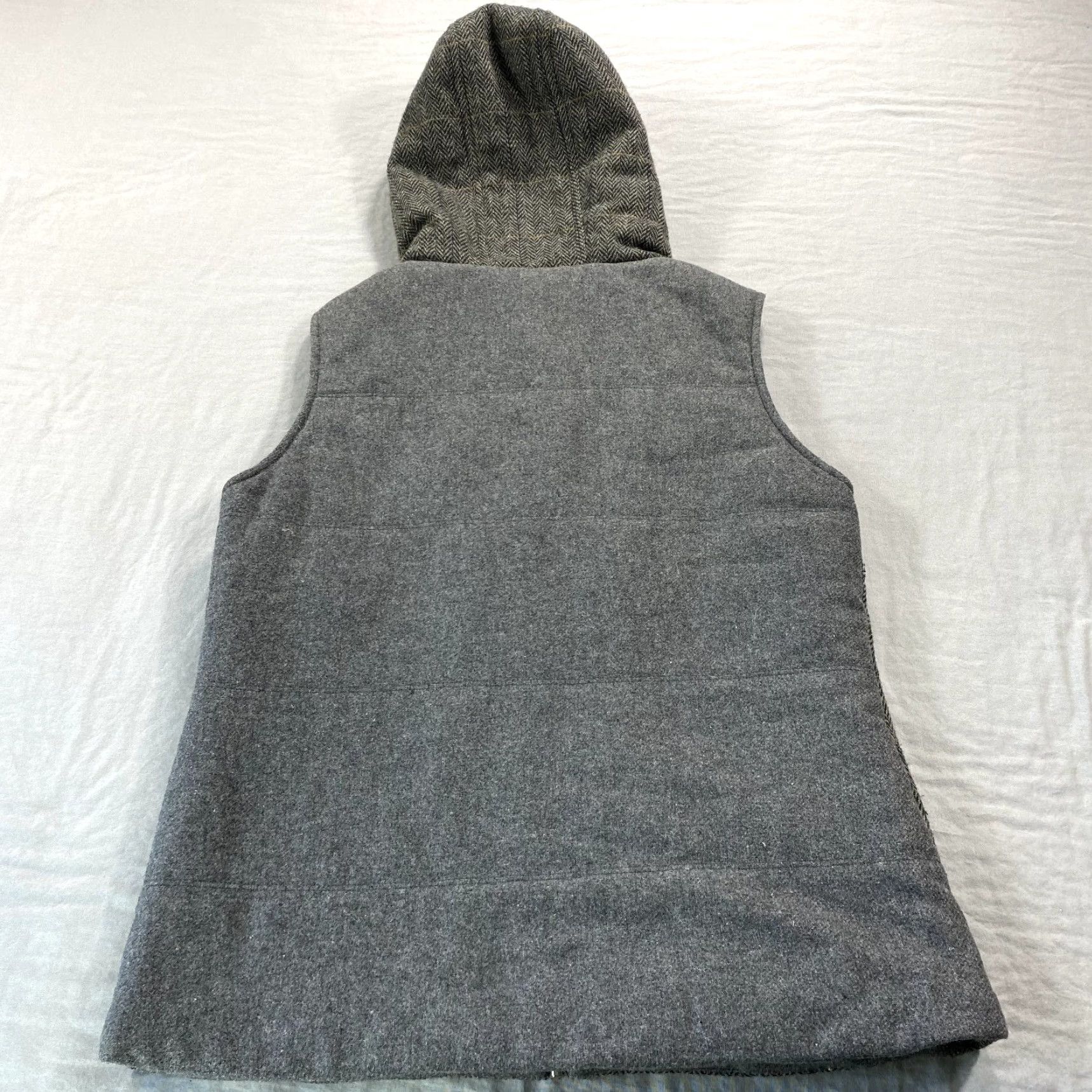 Prana Prana Ava Vest Womens Small Gray Herringbone Wool Hooded Lined Outdoor Jacket Size S / US 4 / IT 40 - 2 Thumbnail