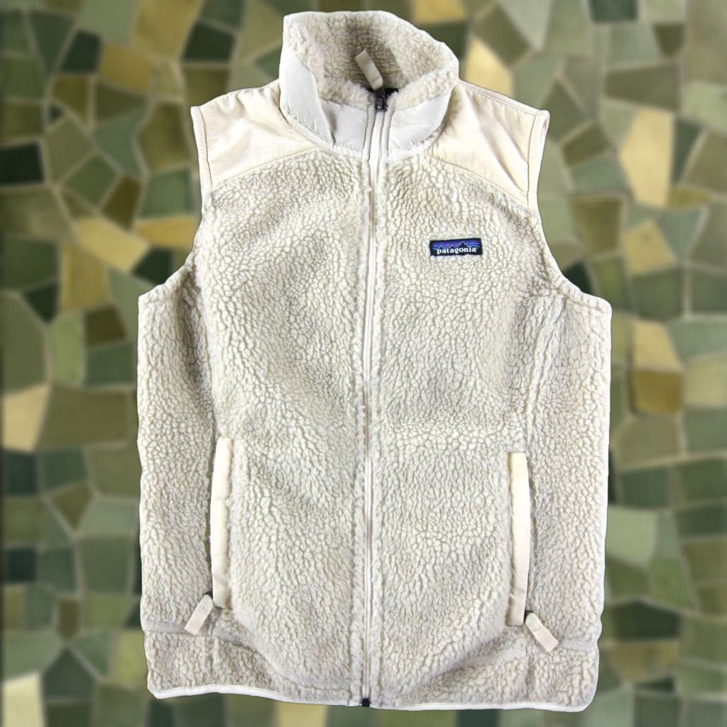 Patagonia VINTAGE Patagonia Vest Women Medium Ivory Fleece Zip Sherpa Warm Cozy 80s 90s Bohemian Hippie Retro Pockets All Seasons Zip Mens Womens Girls Size M / US 6-8 / IT 42-44 - 1 Thumbnail