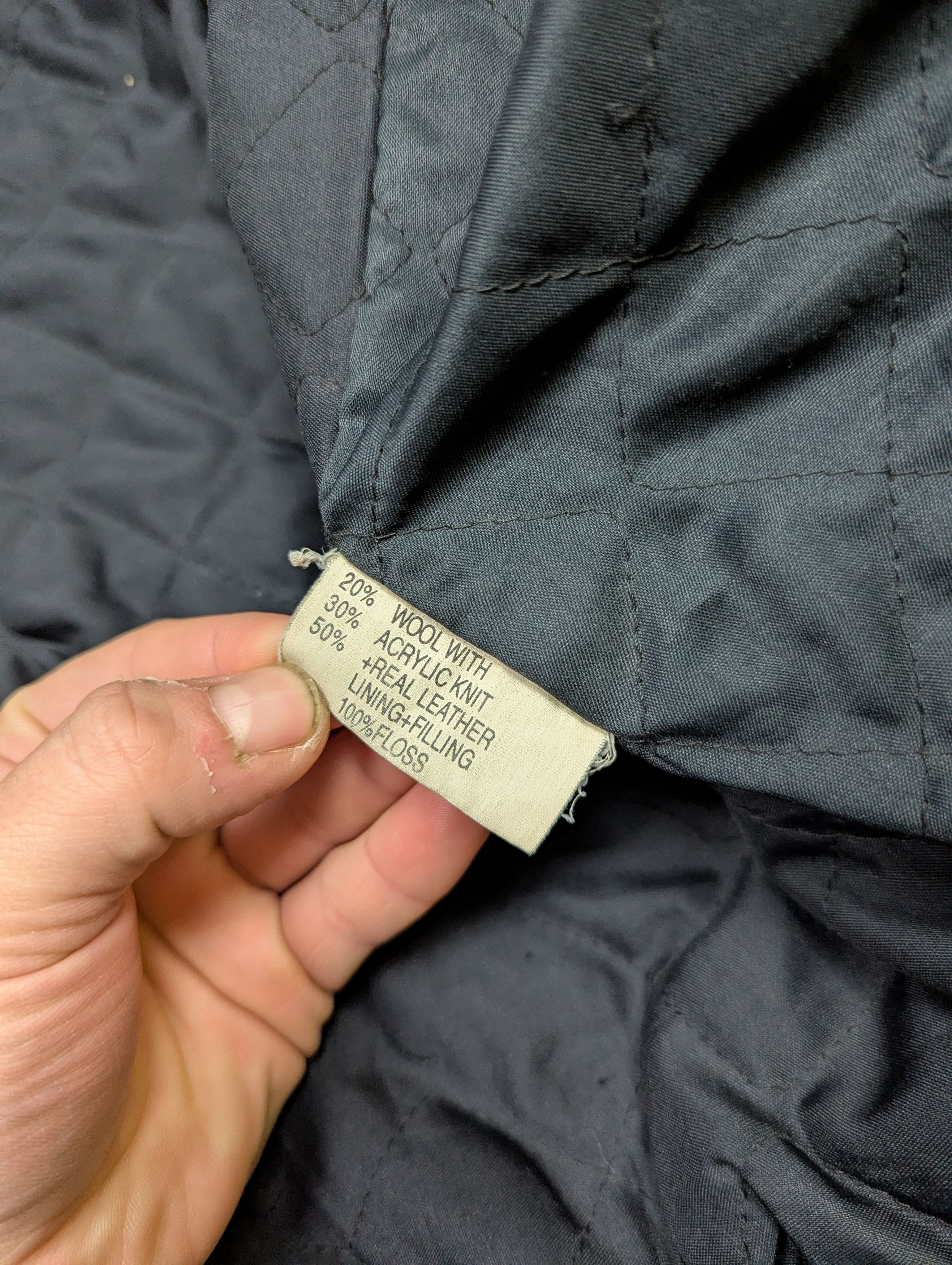 Vintage Roger Springfield Vintage 80s Leather×Knit Patchwork Bombe Size US L / EU 52-54 / 3 - 11 Thumbnail