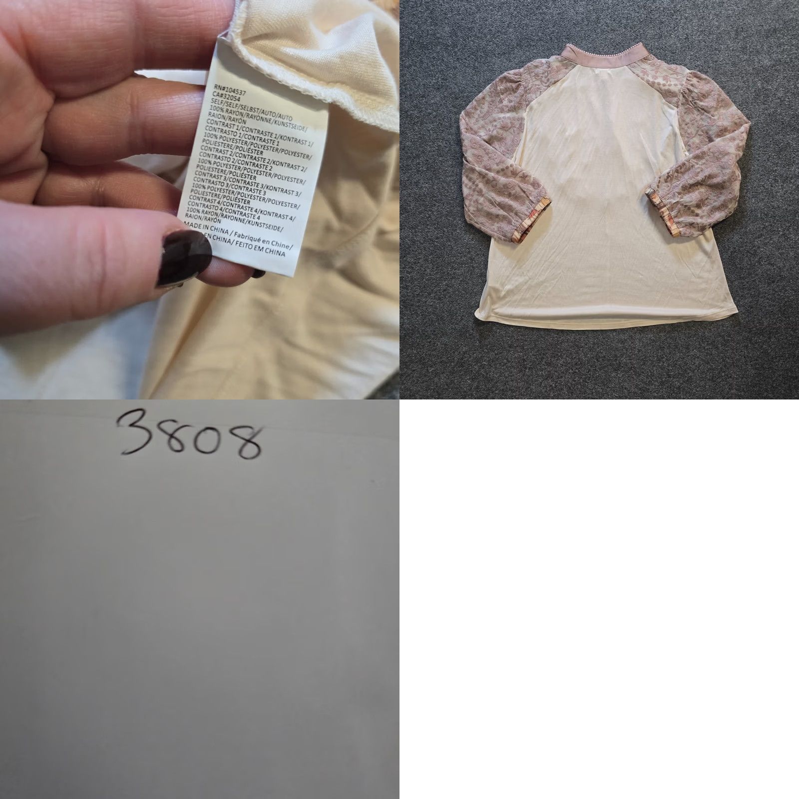 Vintage Tiny Top Blouse XL Womens White Pink Lace High Neck Casual Bohemian Romantic-Ruffle Victorian Anthro Shirt Size XL / US 12-14 / IT 48-50 - 8 Thumbnail