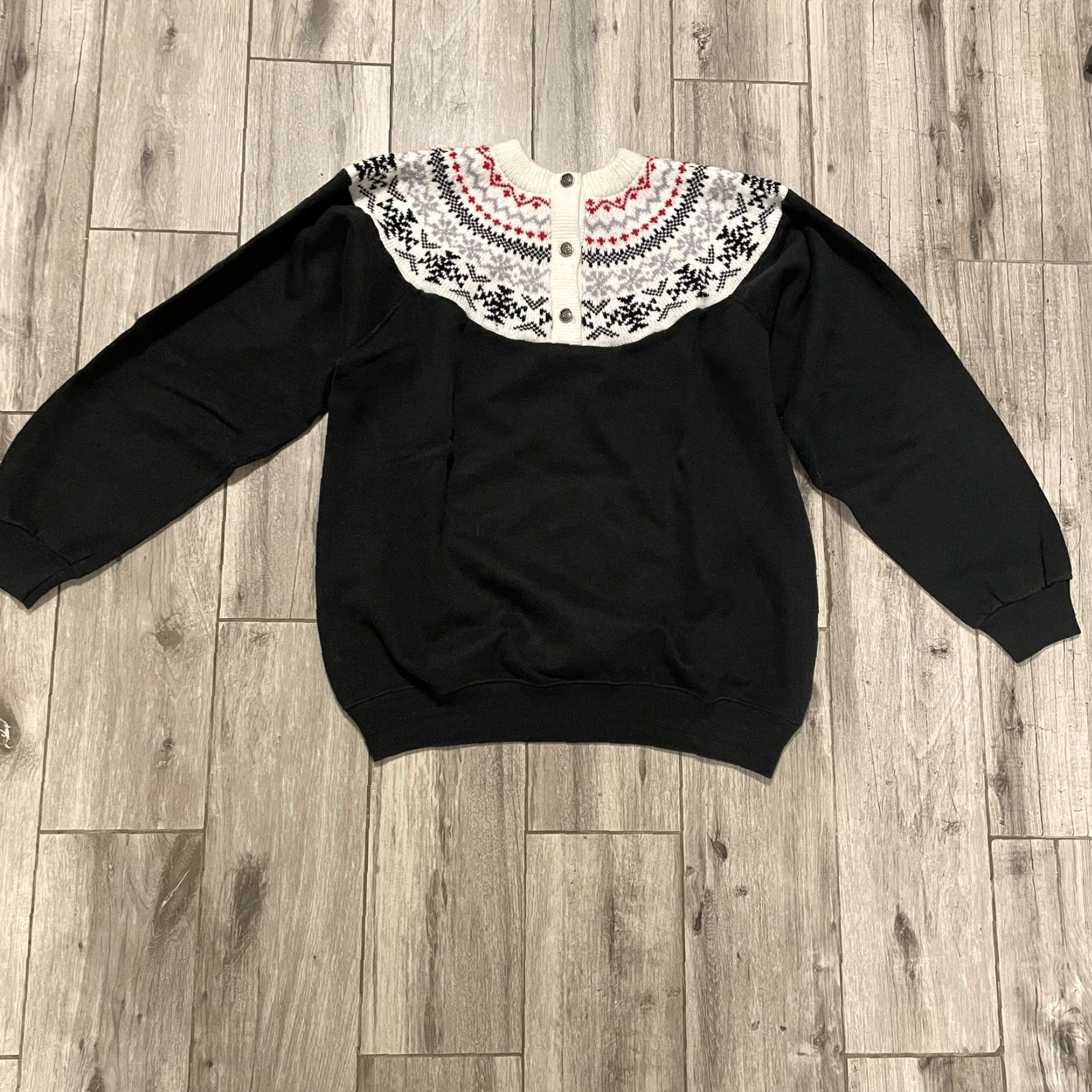 Hanes VINTAGE Hanes Sweatshirt Knitted Snow Print Black L Crew Neck Patchwork Glove? Size US L / EU 52-54 / 3 - 3 Thumbnail