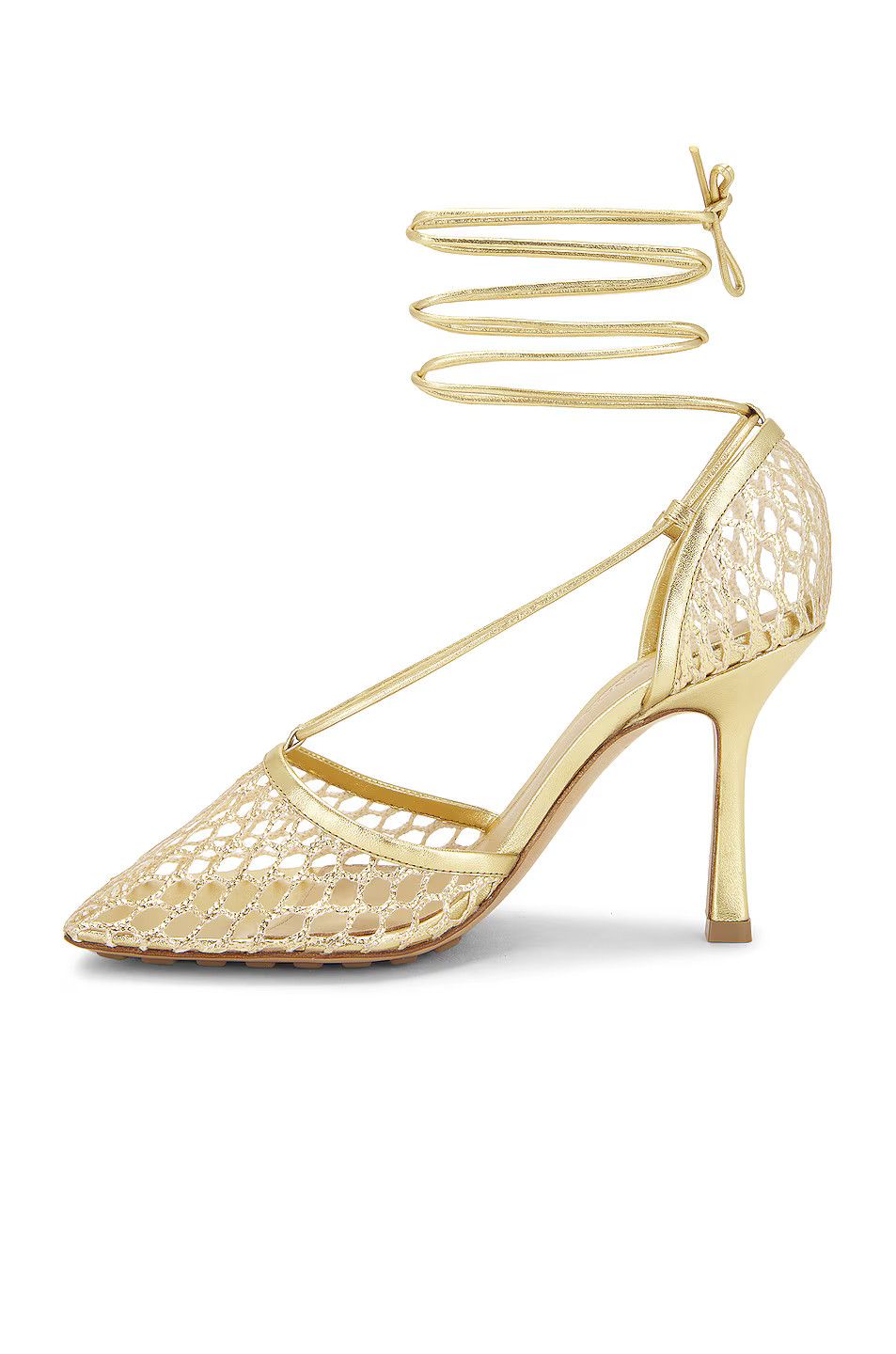 Bottega Veneta o1n1vont1225 Stretch Lace-Up Sandals in Gold Size US 12 / IT 42 - 4 Thumbnail