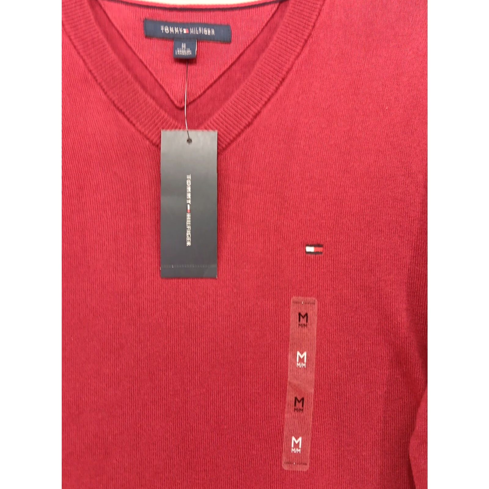 Tommy Hilfiger Tommy Hilfiger Sweater Men M Red Logo V-Neck NWT Signature Pullover Cotton Size US M / EU 48-50 / 2 - 4 Thumbnail