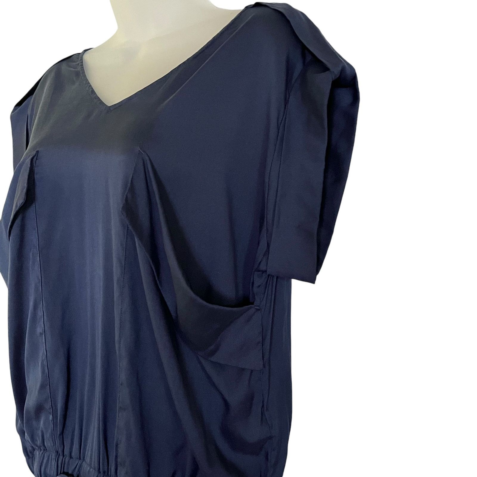 Other Calypso St Barth Navy Blue Stretch Silk Blouson Dress Size S / US 4 / IT 40 - 8 Thumbnail