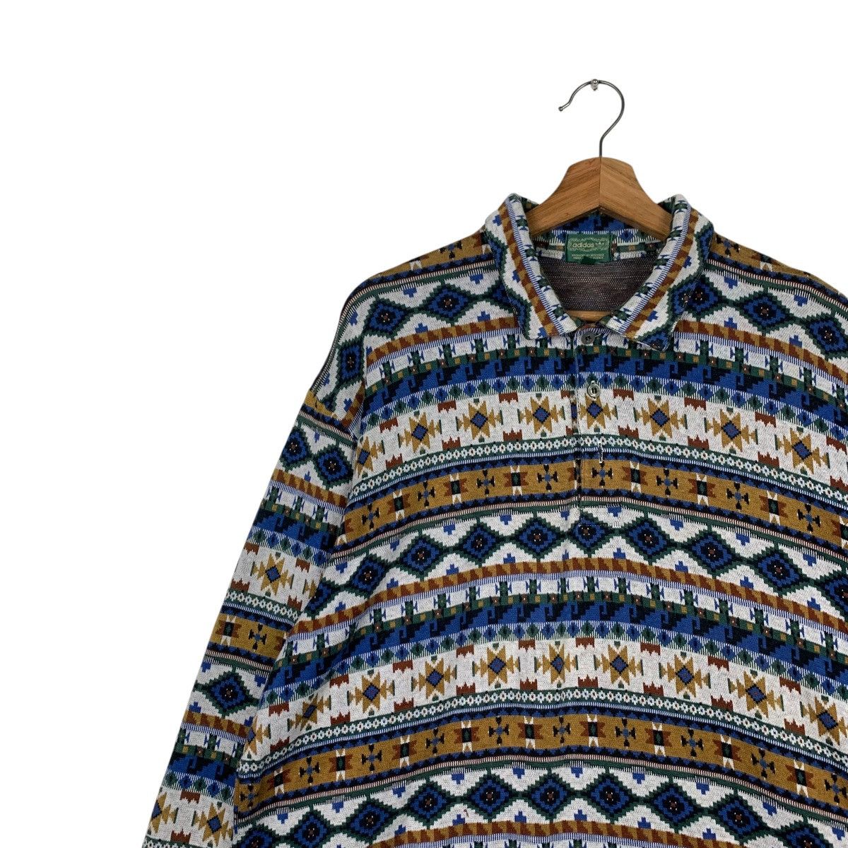 Adidas 90’s ADIDAS Motif Design Half Button Polo Jumper #2092-C91 Size US L / EU 52-54 / 3 - 6 Thumbnail