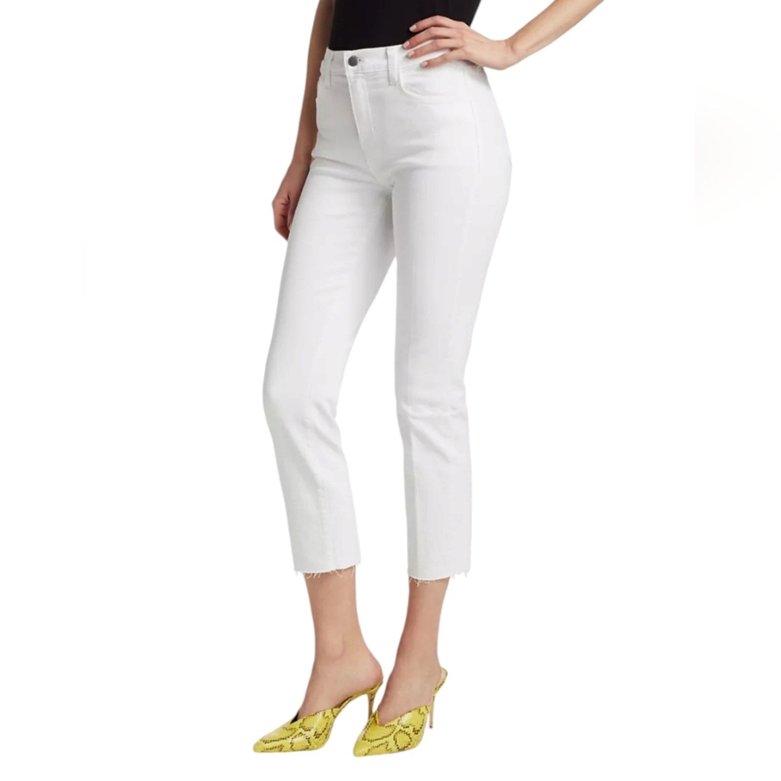 L'AGENCE L'Agence Sada Crop Slim Leg High Rise White Jeans 24 Size 24" / US 00 / IT 34 - 10 Thumbnail