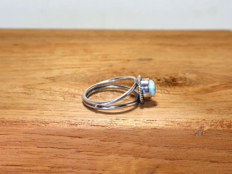 Handmade Handmade Larimar Sterling Silver Ring: February Birthstone Size ONE SIZE - 5 Thumbnail