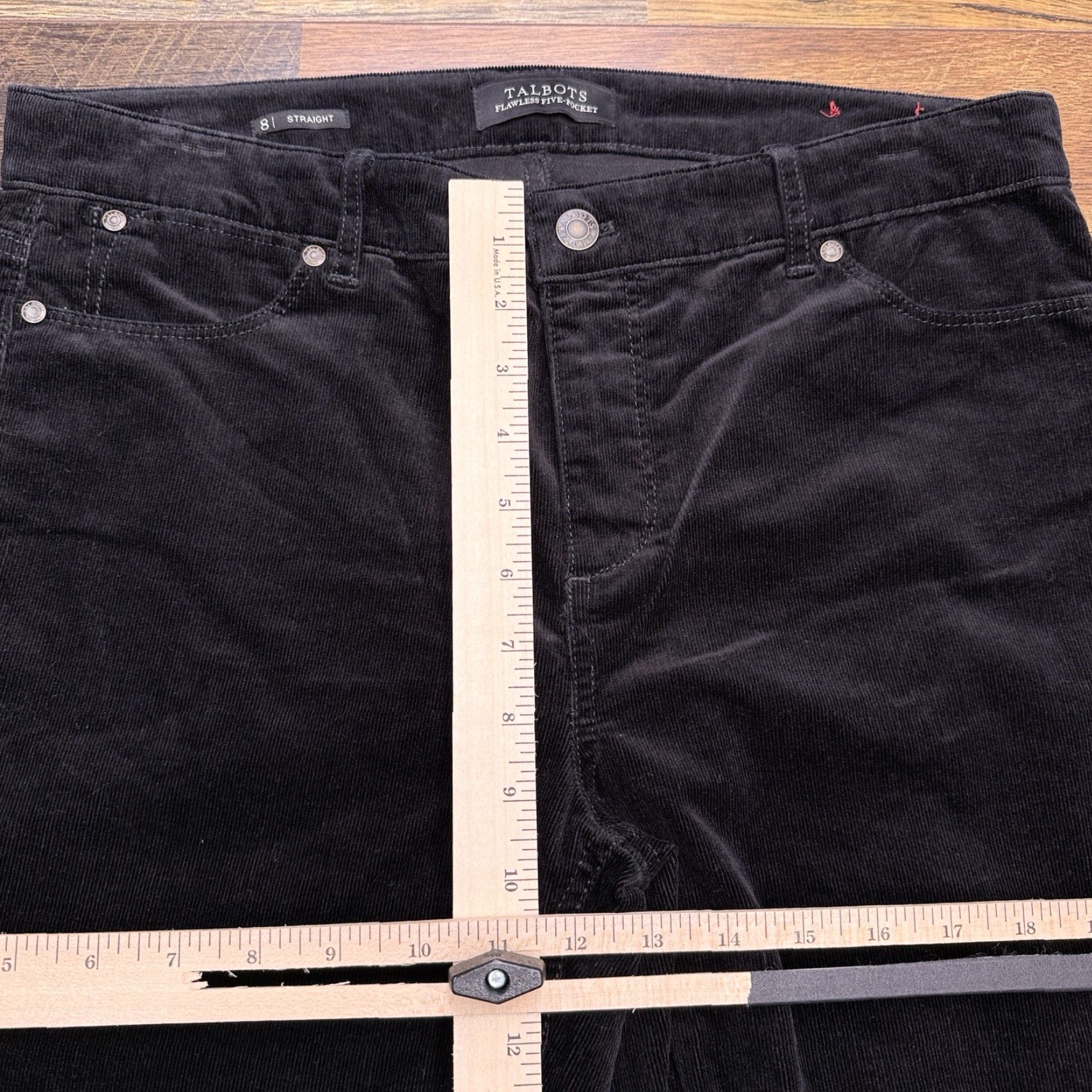 Talbots Talbots Jeans Straight Womens 8 Black Corduroy 5-Pocket Stretch Flawless Modern, Regular, Dark Wash Size 30" / US 8 / IT 44 - 7 Thumbnail