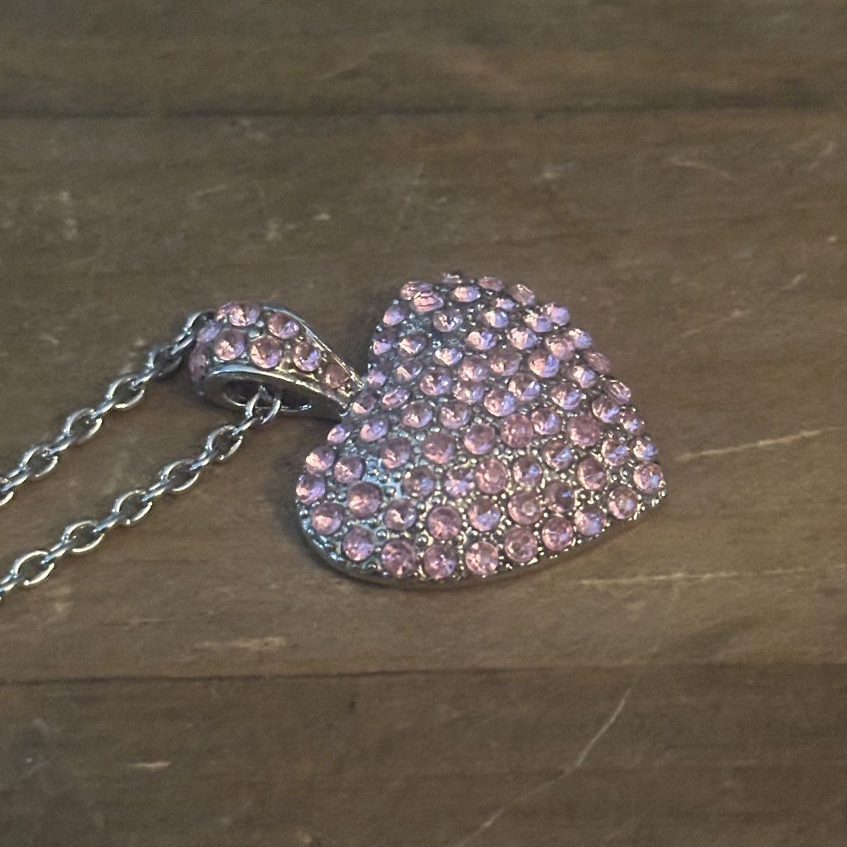 Other Silver tone pink pave heart pendant necklace Size ONE SIZE - 5 Thumbnail