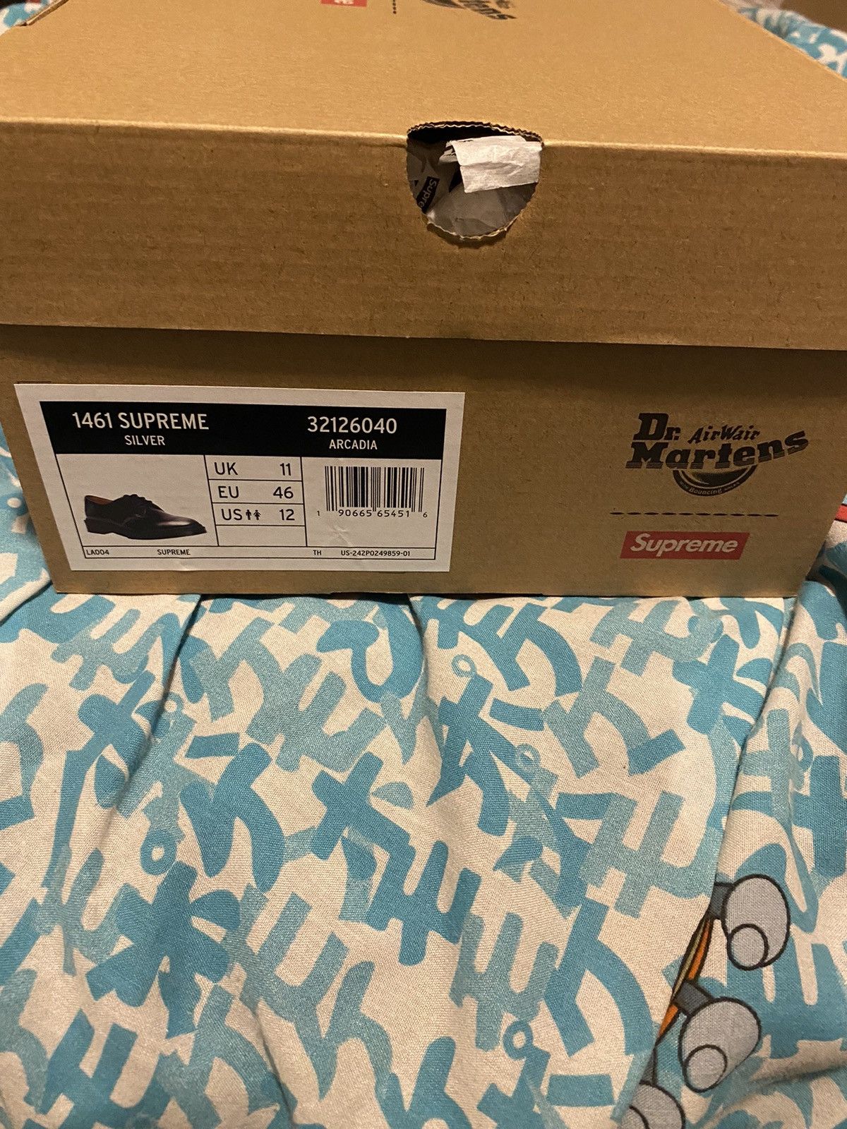 Dr. Martens × Supreme Supreme Dr. Martens 1461 3-Eye Shoe Wear Away Pack Black Size US 12 / EU 45 - 5 Thumbnail