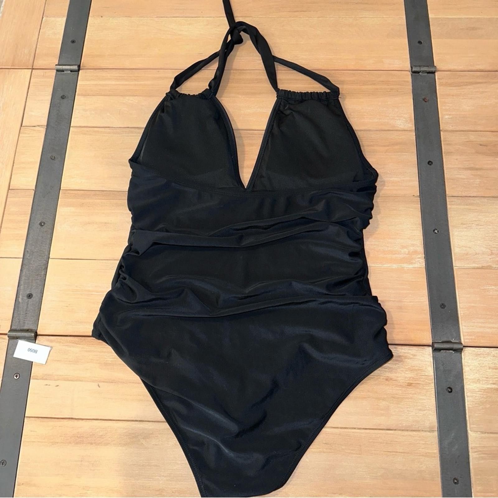 Other XL EUC Black Halter One Piece Swimsuit Control Slimming Size ONE SIZE - 5 Thumbnail