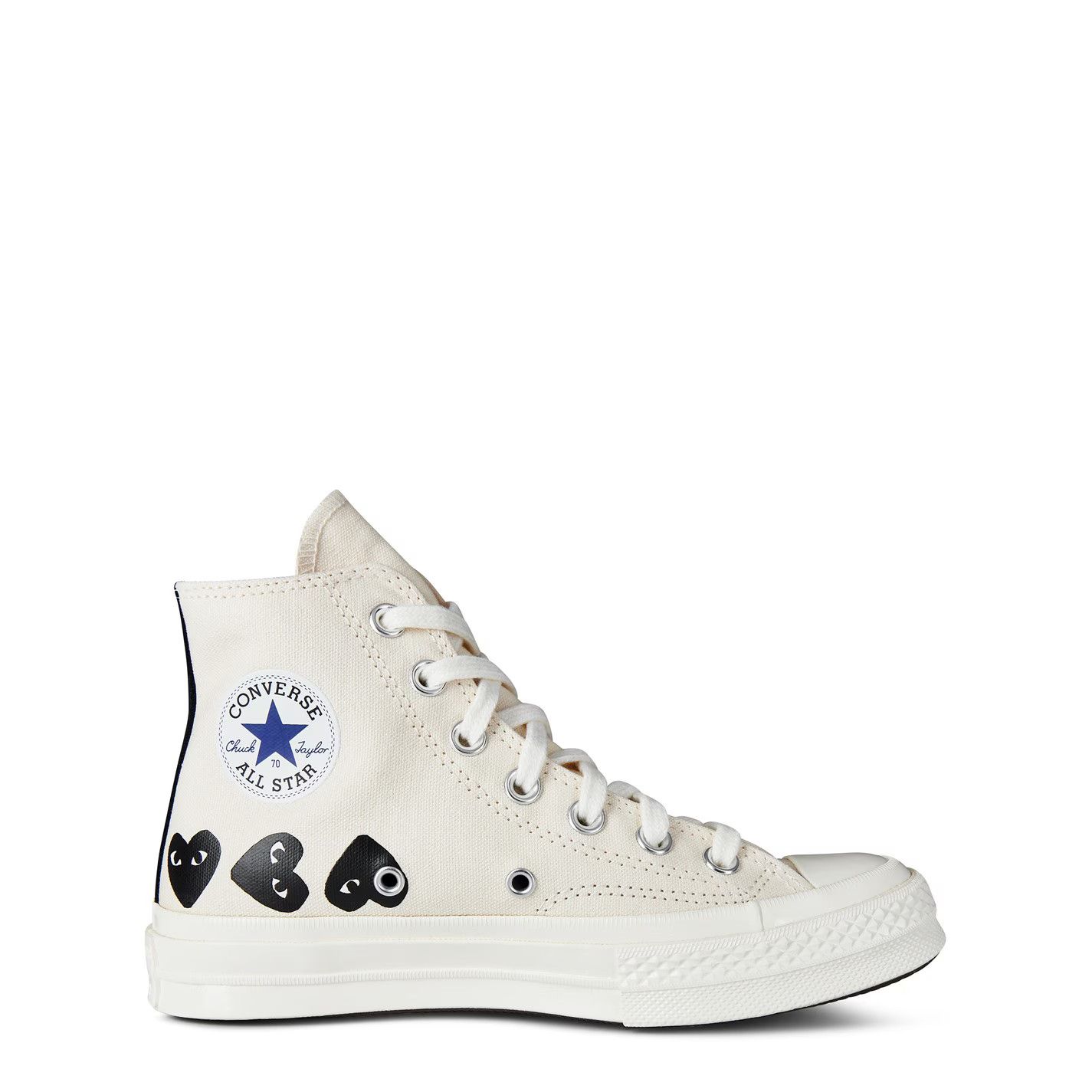 Comme des Garcons PLAY o1g2r1mq0426 Multi Heart High Top Trainers in Ivory Size US 7 / EU 40 - 1 Thumbnail