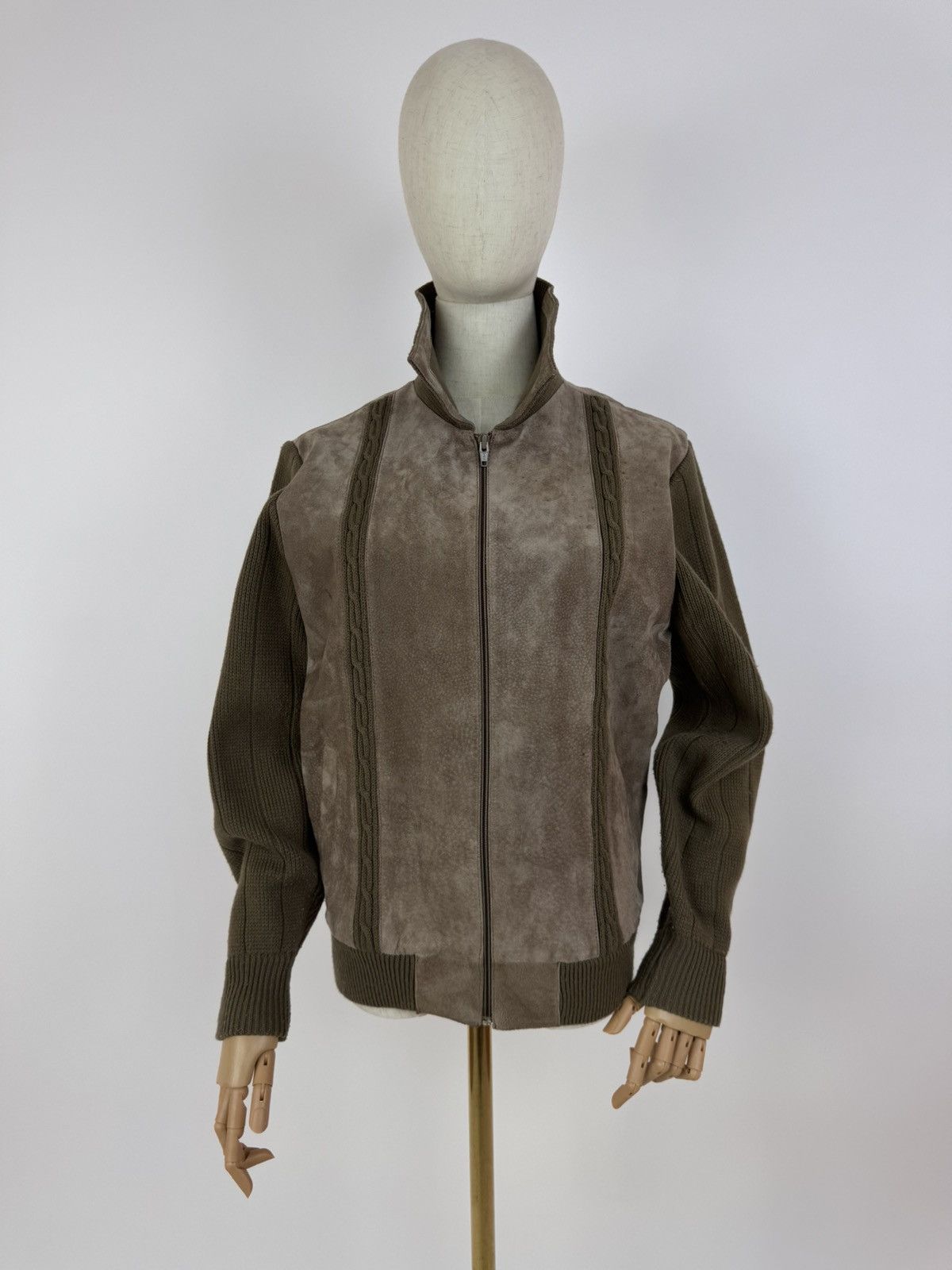 Vintage C&A Vintage Leather Cardigan Knit Retro Jacket Size 12 Size M / US 6-8 / IT 42-44 - 2 Thumbnail