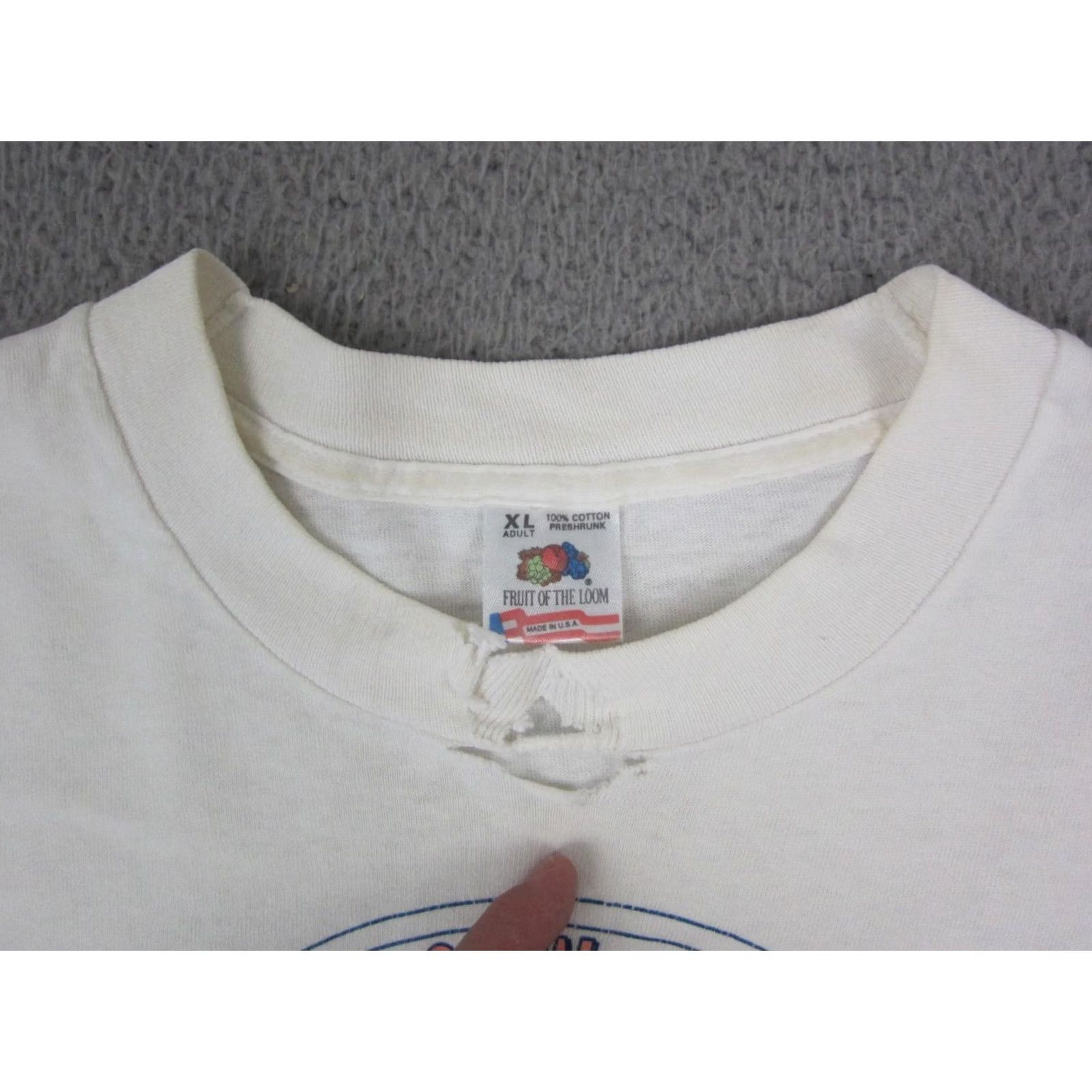 Fruit Of The Loom Vintage Fruit of the Loom Iowas Pigman T-Shirt XL Mens White 90s Audit: 1990s Summer Short Sleeve Crew Neck Logo 1994 USA Size US XL / EU 56 / 4 - 4 Thumbnail