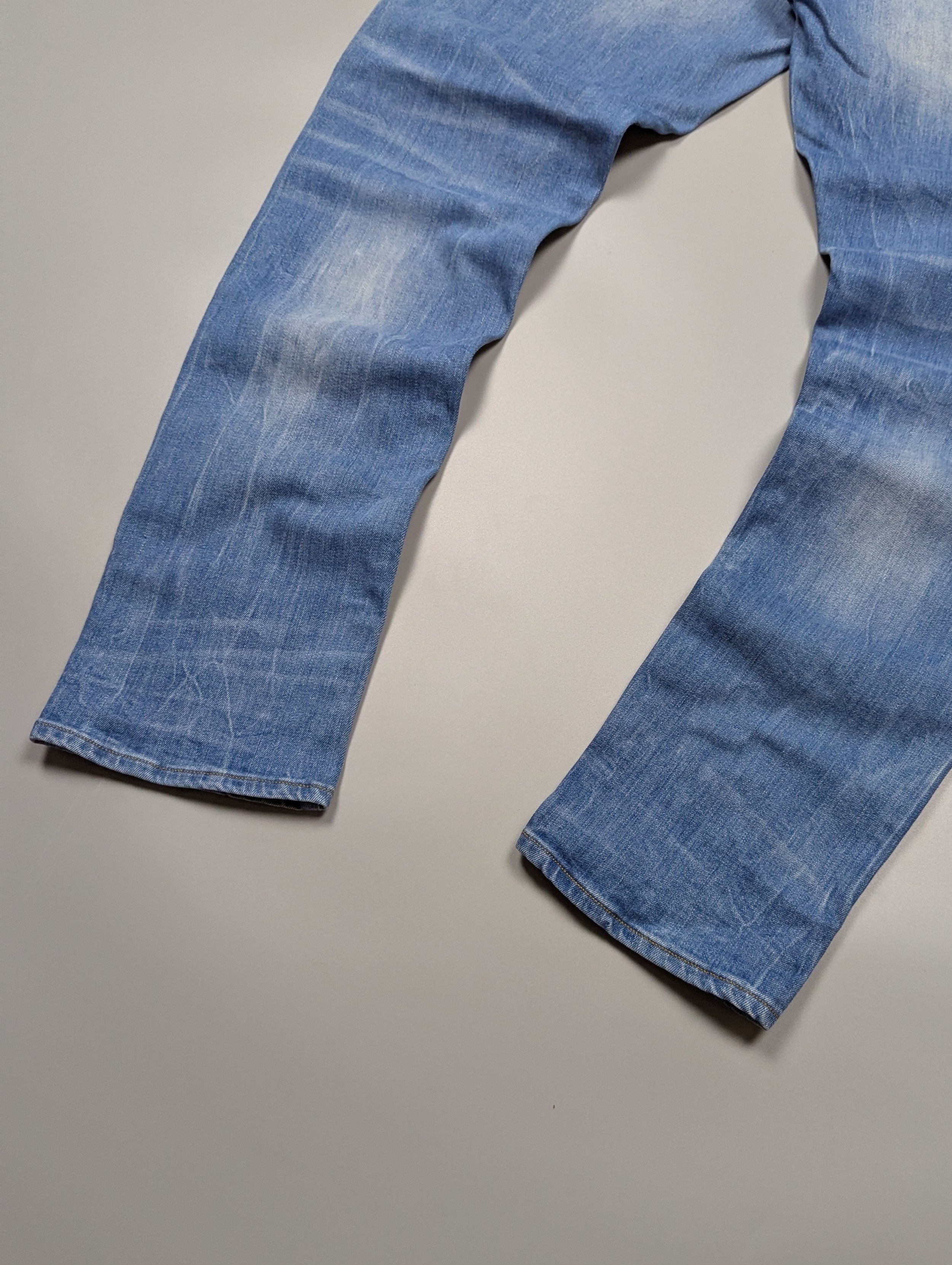 G-Star G - Star RAW Distressed Light Blue Straight Tapered Jeans Size US 33 - 10 Thumbnail