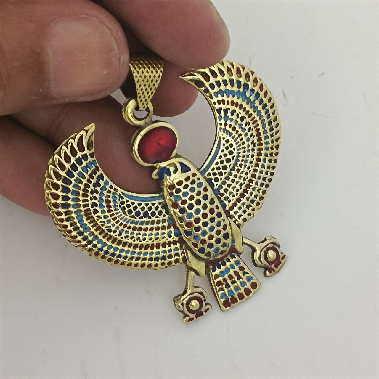 Handmade Pharaonic Horus Falcon Pendant Egyptian Copper