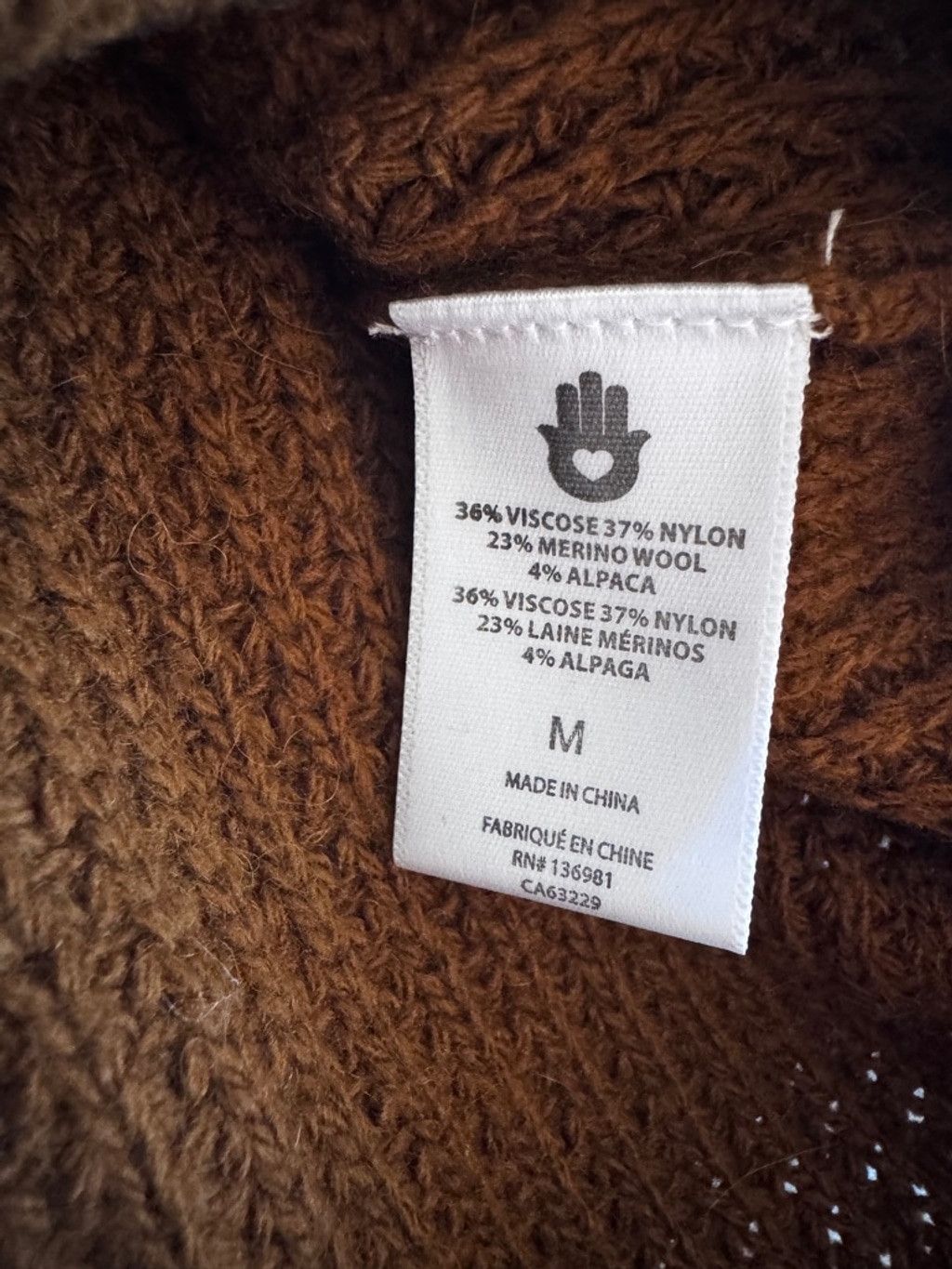 Spiritual Gangster Spiritual Gangster Brown Knit Sweater, M, Merino Blend, NWOT Size M / US 6-8 / IT 42-44 - 6 Thumbnail