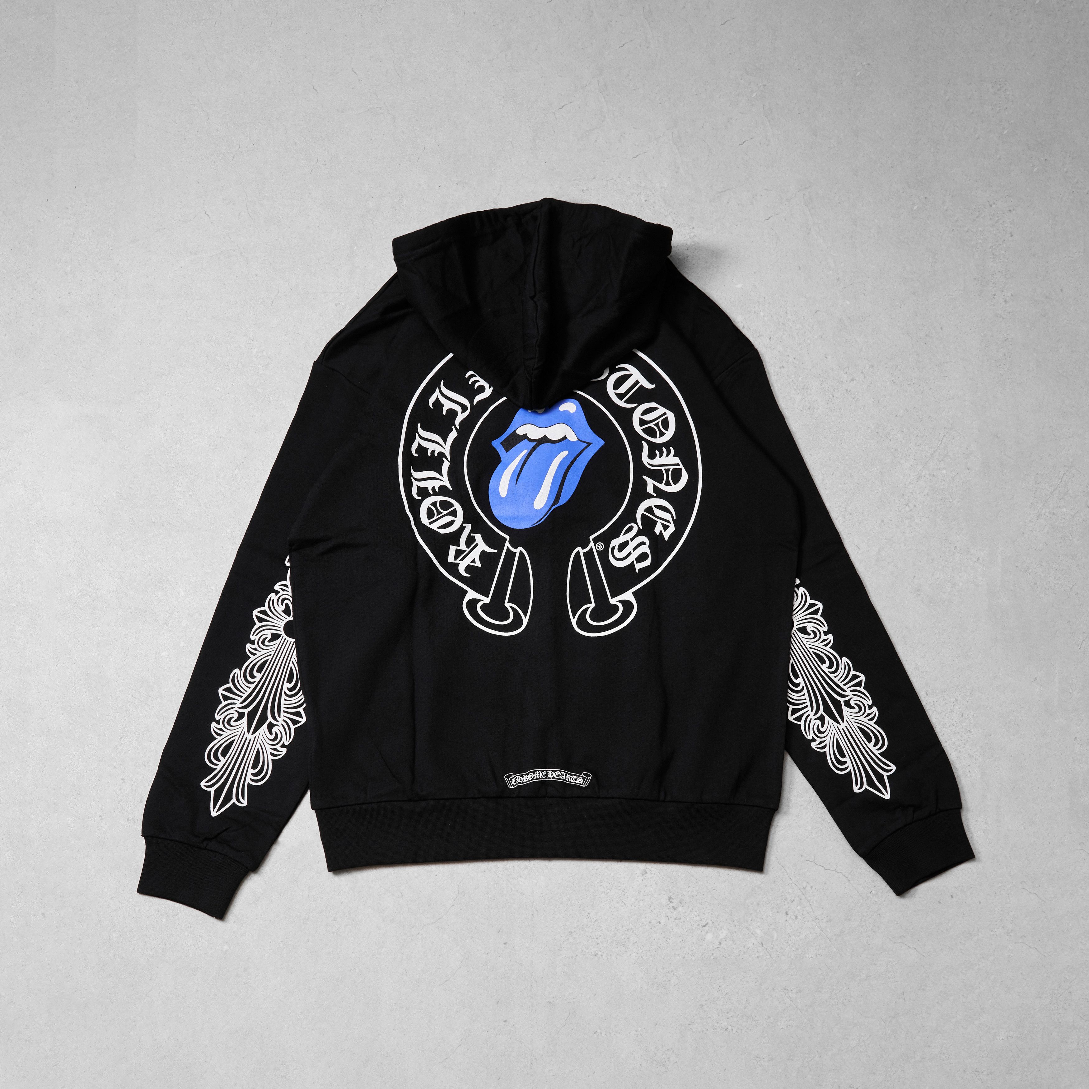 Chrome Hearts CHROME HEARTS Rolling Stones Blue Zip Up Hoodie BLACK Grailed