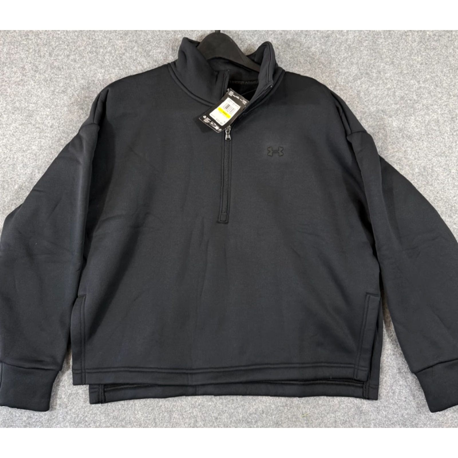 Under Armour Under Armour Fleece Jacket Womens M Black Half-Zip Pullover Loose Mock Neck NWT Size M / US 6-8 / IT 42-44 - 2 Thumbnail