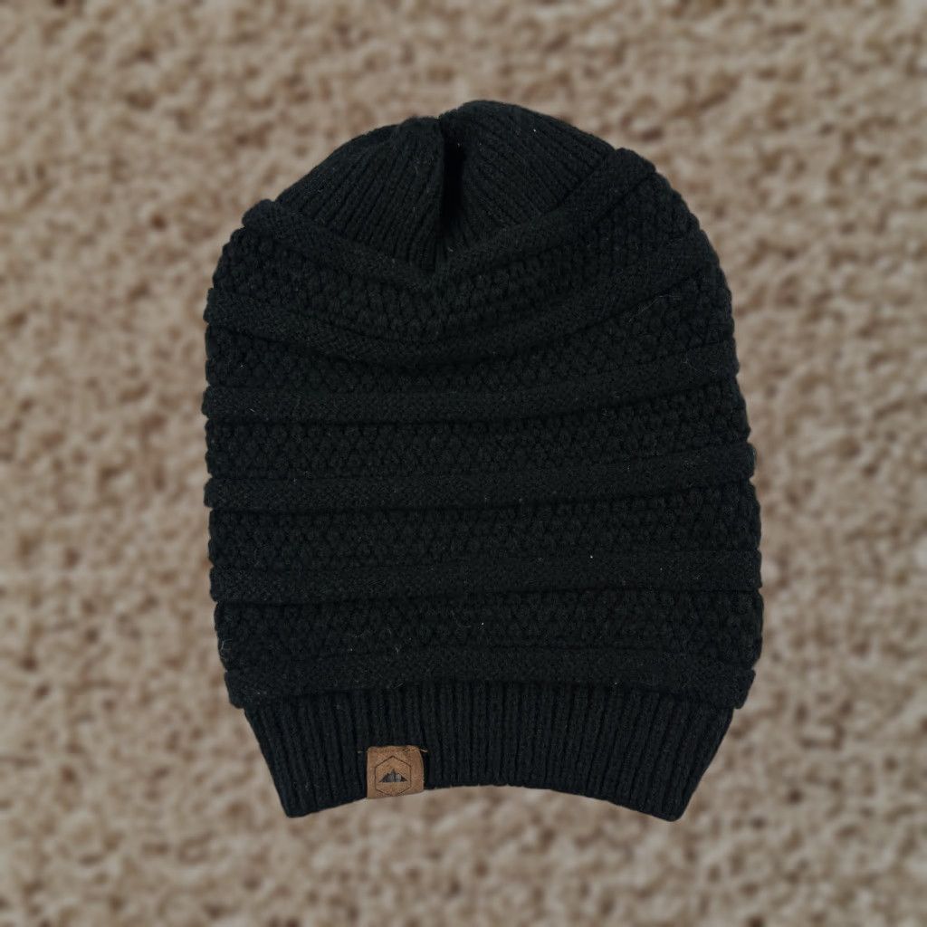 Vintage Tough Headwear Beanie Hats Adult One Size Black Knit 100% Acrylic Slouch Toque Ski Size ONE SIZE - 1 Thumbnail