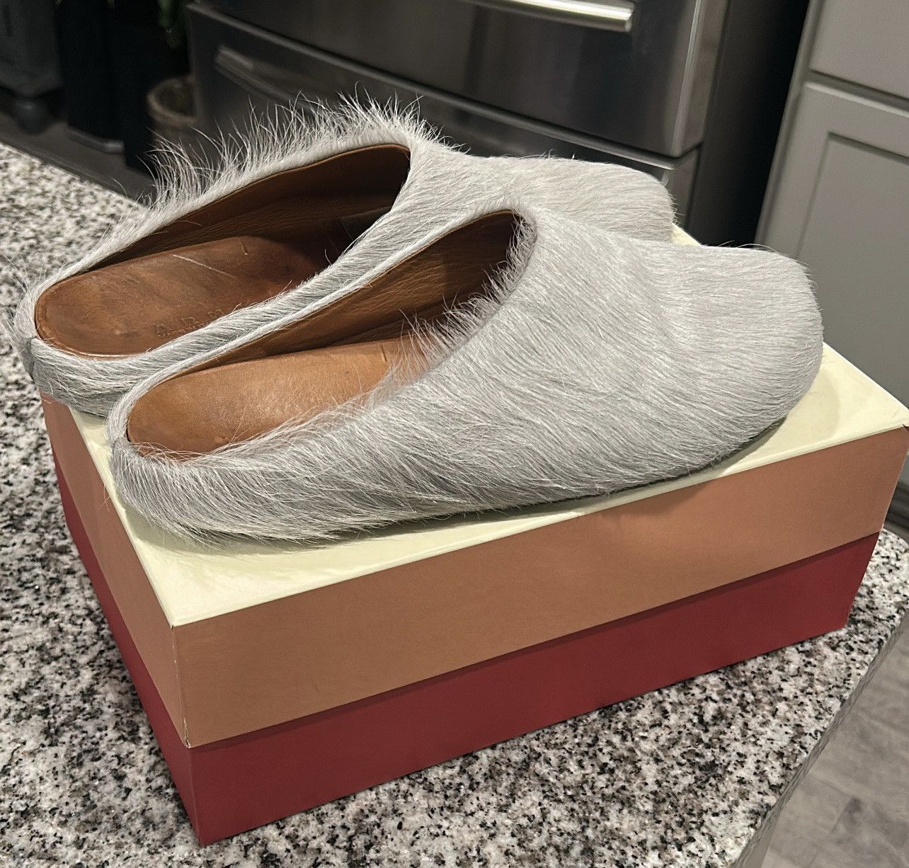 Marni Fussbet Sabot calf-hair slippers