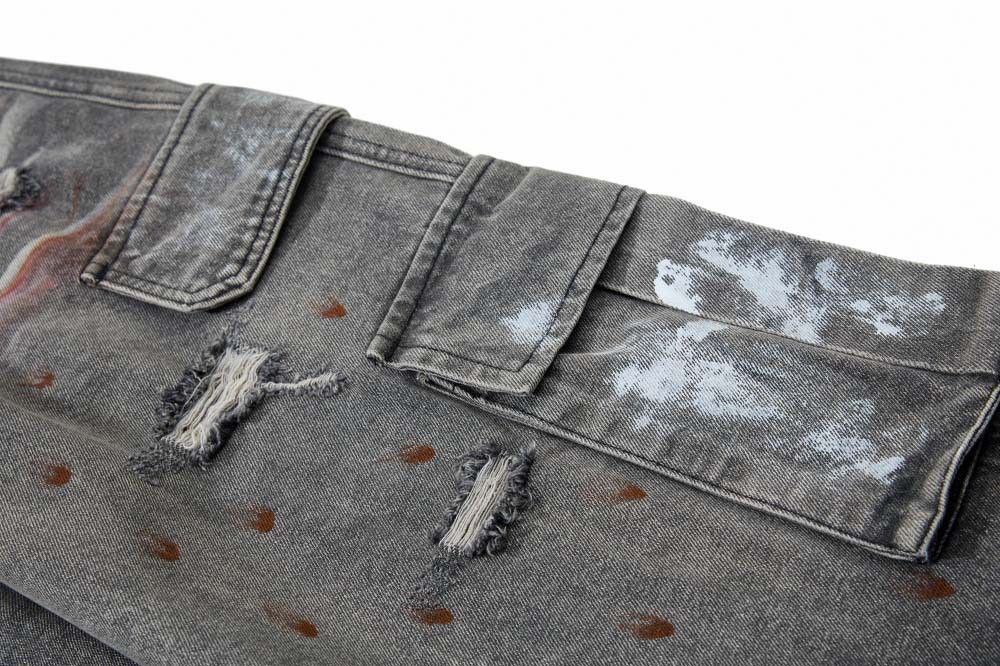 Vintage Men's ink-splashed tie-dye distressed cargo jeans Size US 32 / EU 48 - 4 Thumbnail