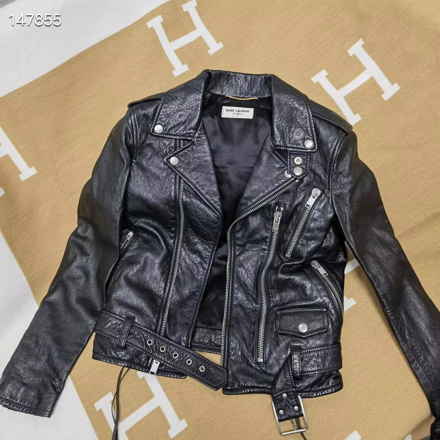 Saint Laurent Paris Saint Laurent Paris Blood Teeth Leather Jacket Size US XXS / EU 40 - 1 Thumbnail