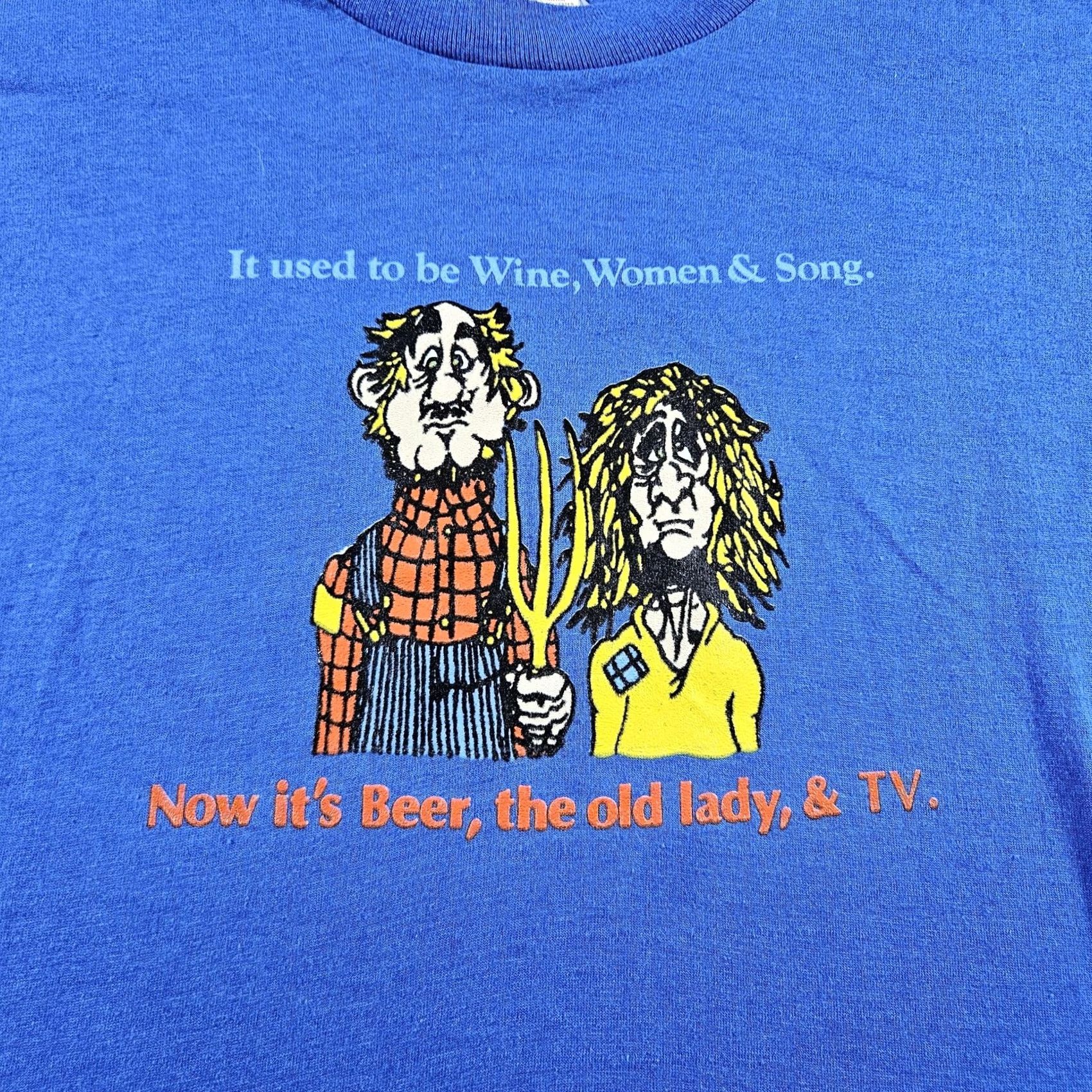 Vintage VINTAGE Screen Stars Shirt Mens L Blue Beer TV Funny Quote Graphic 80s Size US L / EU 52-54 / 3 - 2 Thumbnail