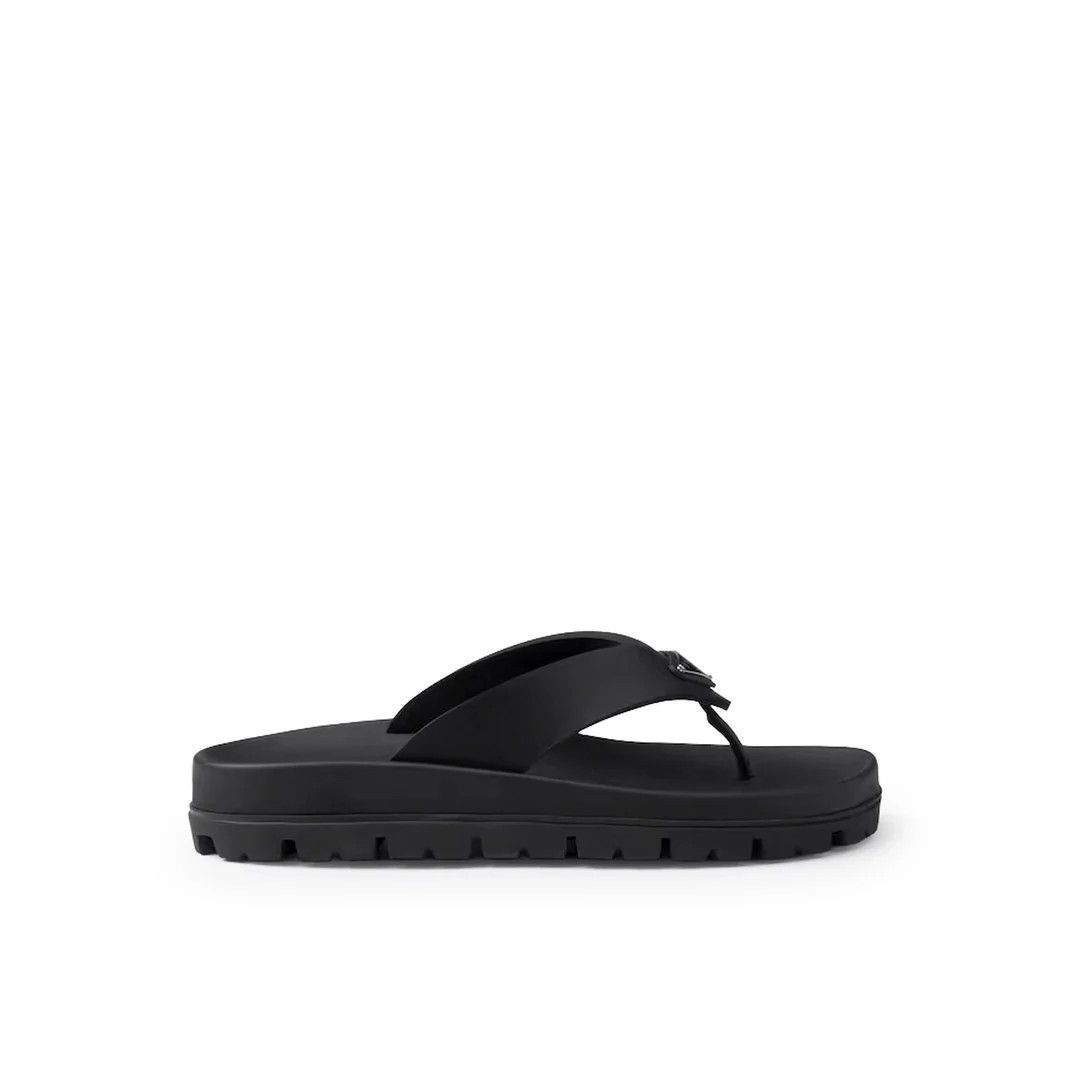 Prada PRADA $750 Black Rubber Thong Sandals New And Authentic (Wom Size US 7 / IT 37 - 2 Thumbnail
