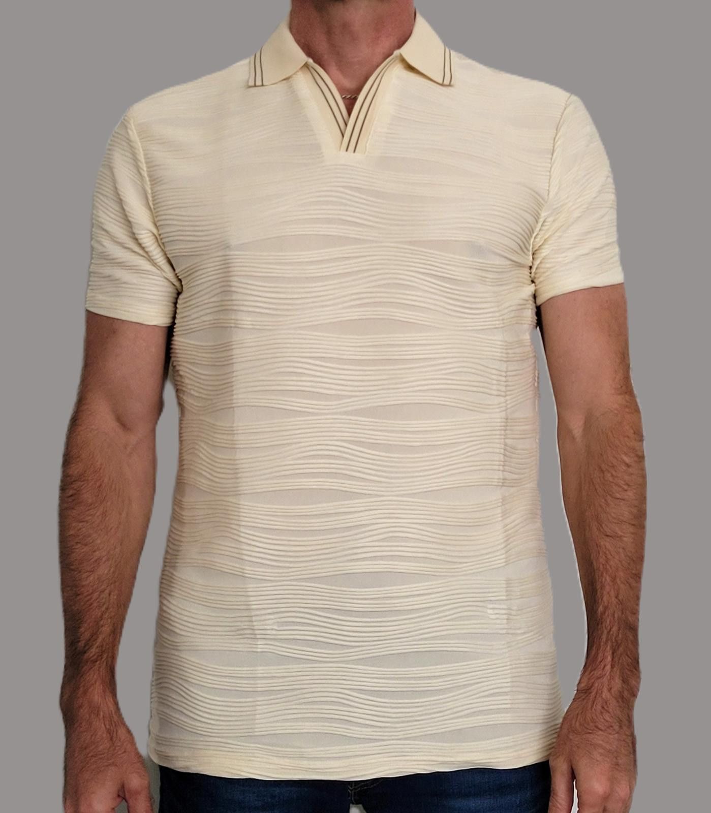 Other PAZO Men's L Cream Textured Polo Shirt Short Sleeve NEW Size US L / EU 52-54 / 3 - 1 Thumbnail