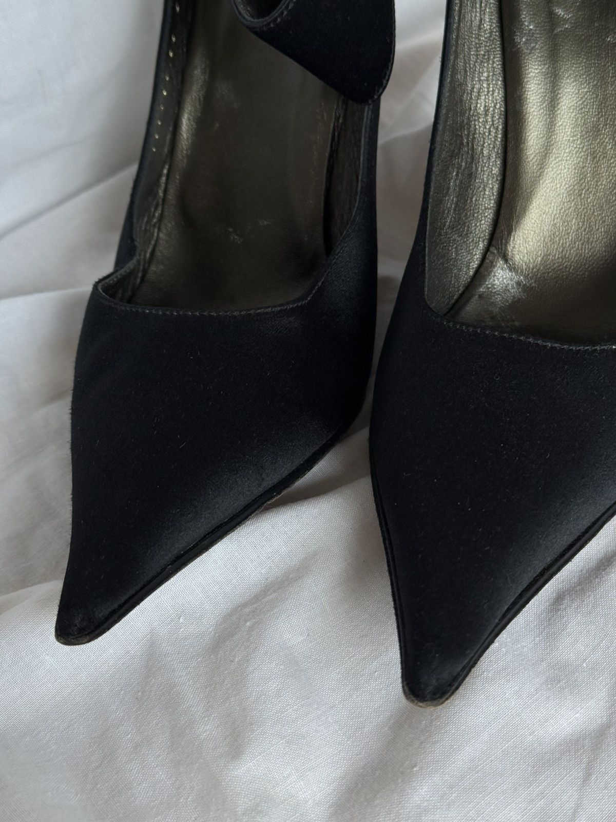 Gucci Gucci Black Satin Crystal Bamboo Heels Pumps Spike Toe Size US 7 / IT 37 - 3 Thumbnail