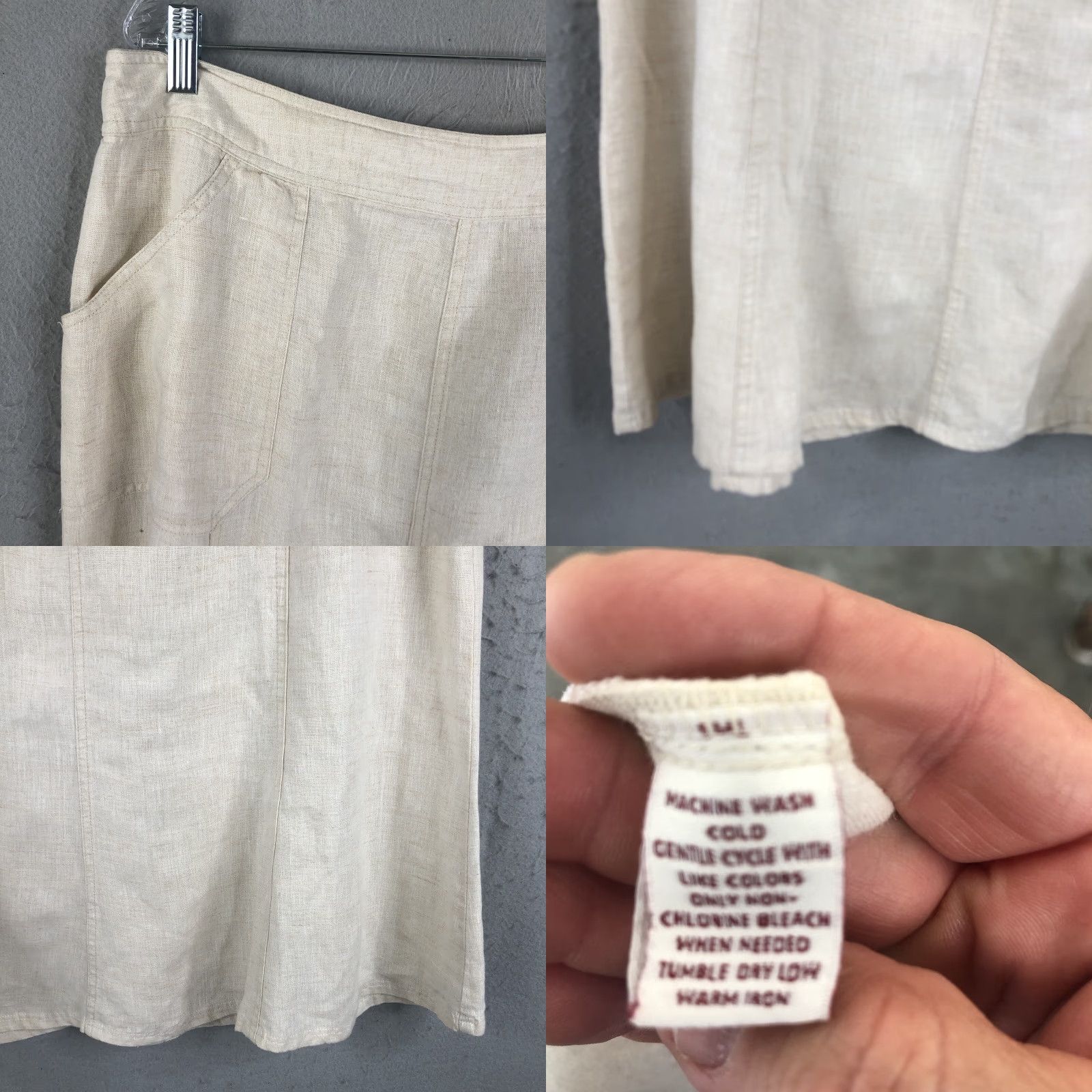 JM Collection M Collection Skirt Womens 14 Linen Beige Knee Length A-Line Pockets Bohemian All Seasons Casual Travel Womens Size 36" / US 14 / IT 50 - 8 Thumbnail