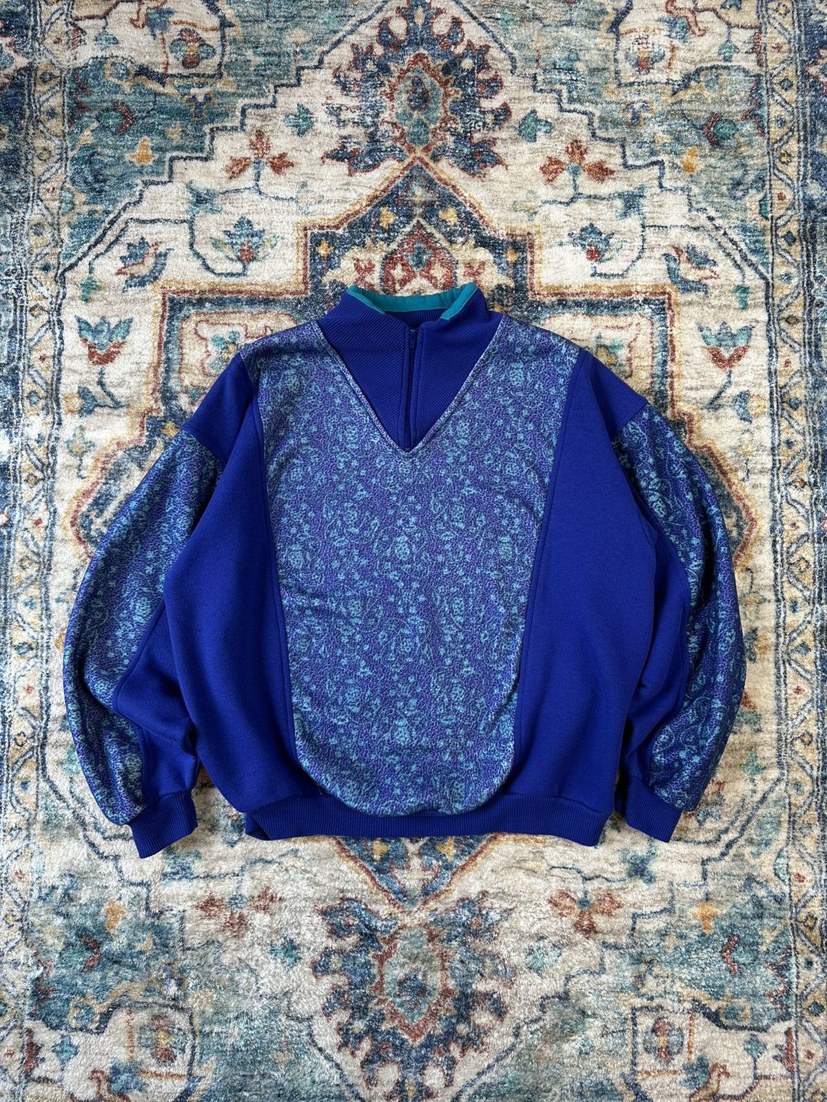 Foot Locker × Vintage Vintage Foot Locker Floral 1/4 Zip-up Sweatshirt Medium Size M / US 6-8 / IT 42-44 - 1 Thumbnail