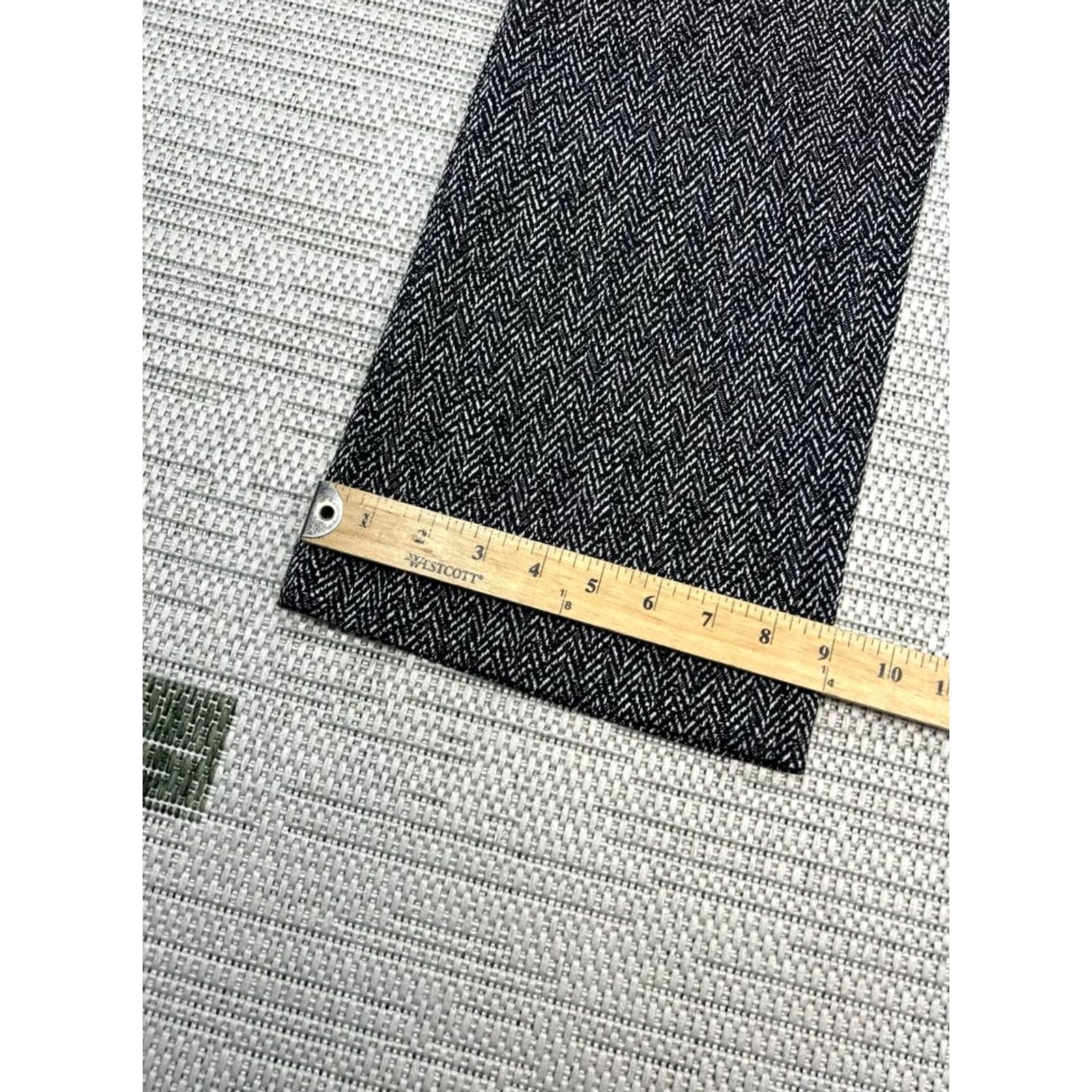 Zara Zara Pants Womens Large Gray Herringbone Flared Mid Rise Stretch Inseam 32 Machine Washable Dress Pants Trousers Casual Travel Classic Outdoor Size 36" / US 14 / IT 50 - 4 Thumbnail