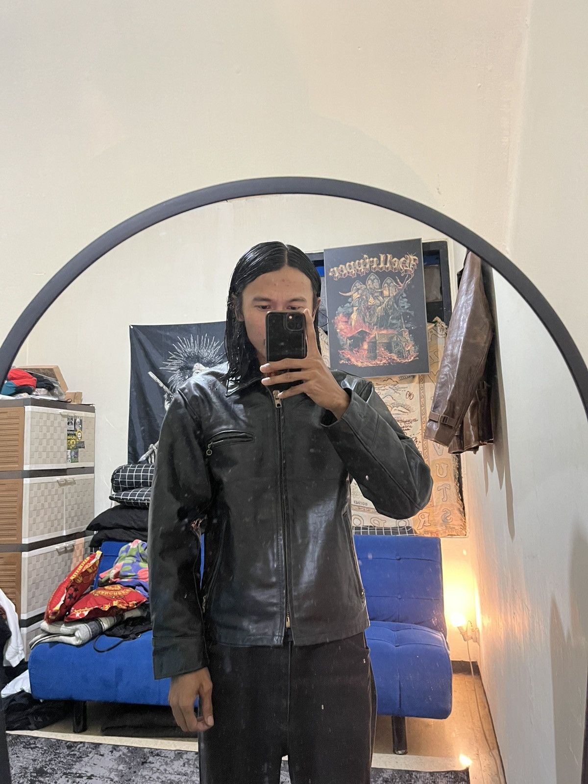 Vintage 90s Schott At101 single riders leather jacket