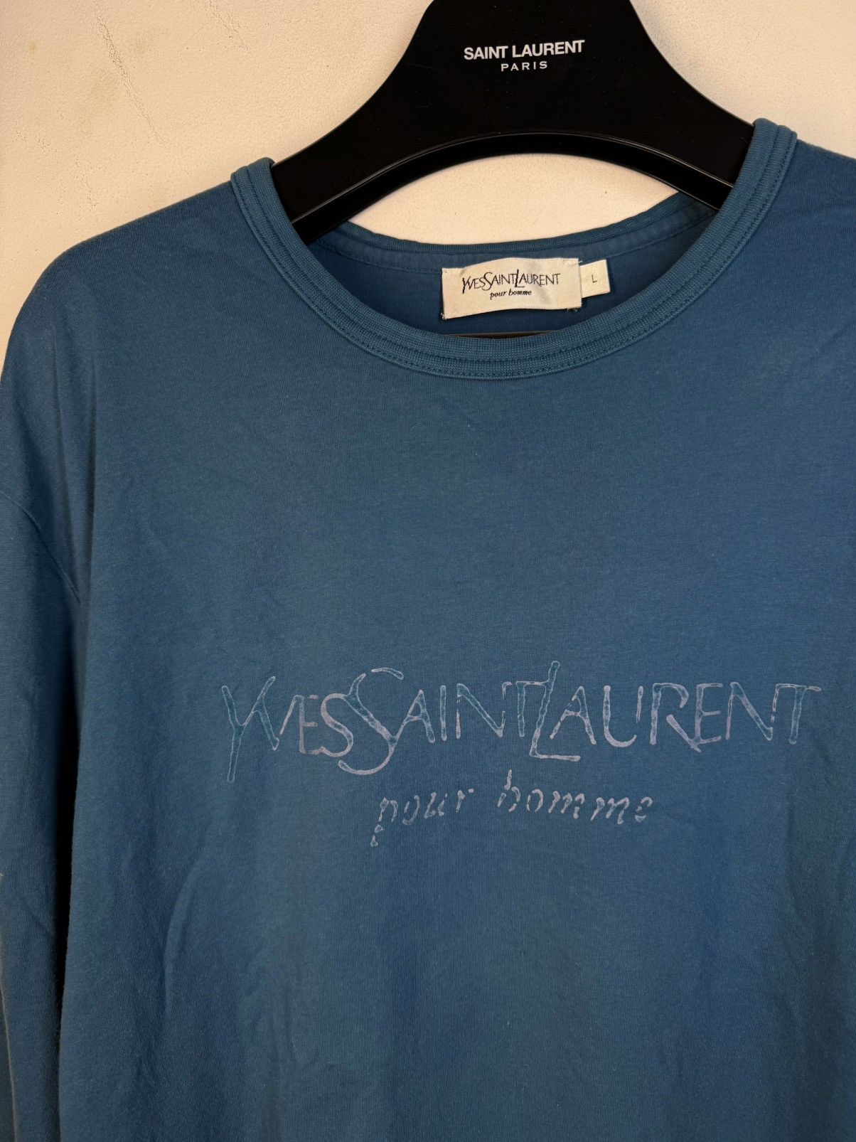 Yves Saint Laurent Big Logo YSL Longsleeve Blue Shirt Vintage Sweatshirt Size US M / EU 48-50 / 2 - 3 Thumbnail