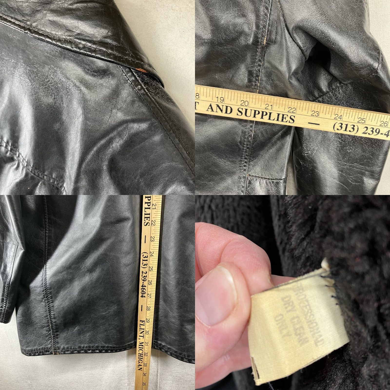 Vintage VINTAGE Montgomery Ward Leather Jacket Bomber Jacket Mens 40R Black Sherpa Lined Mid-Length Pockets Button-Down Collar Size US XXS / EU 40 - 10 Thumbnail