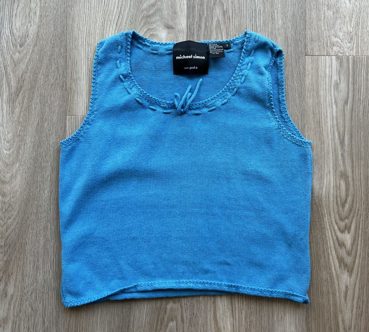 Designer × Vintage Vintage Michael Simon Blue Knit Tank Top Size S / US 4 / IT 40 - 1 Thumbnail