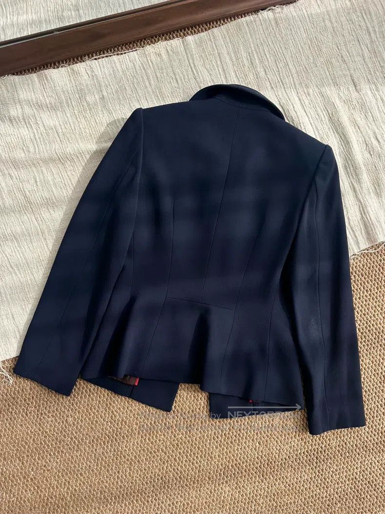 Hermes Hermes Pure Wool Business Casual Tailored Jacket Coat, Nav Size XXS / US 00 / IT 34 - 3 Thumbnail