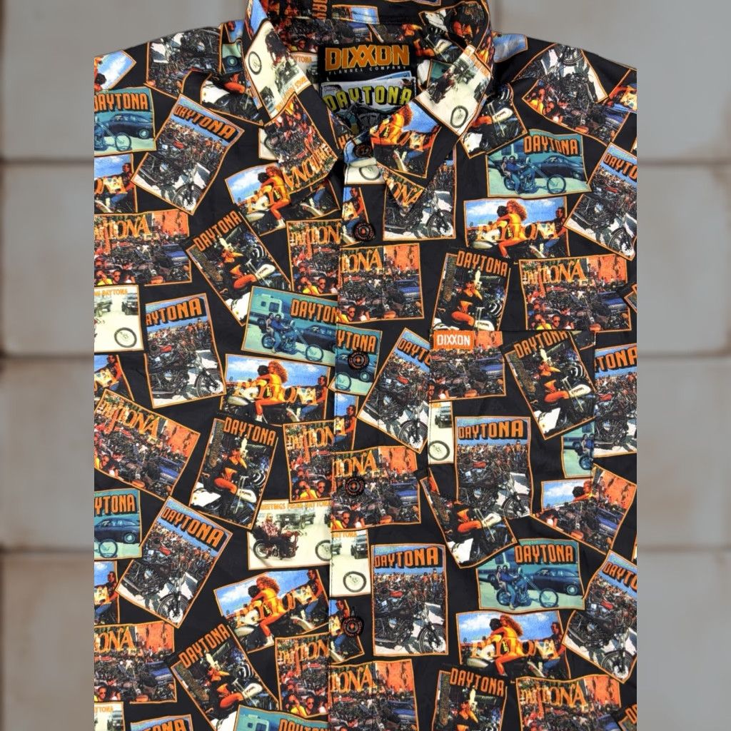 Vintage Dixxon Shirt Mens Large Black Orange Daytona V Twin Visionary Party Performance Size US L / EU 52-54 / 3 - 1 Thumbnail