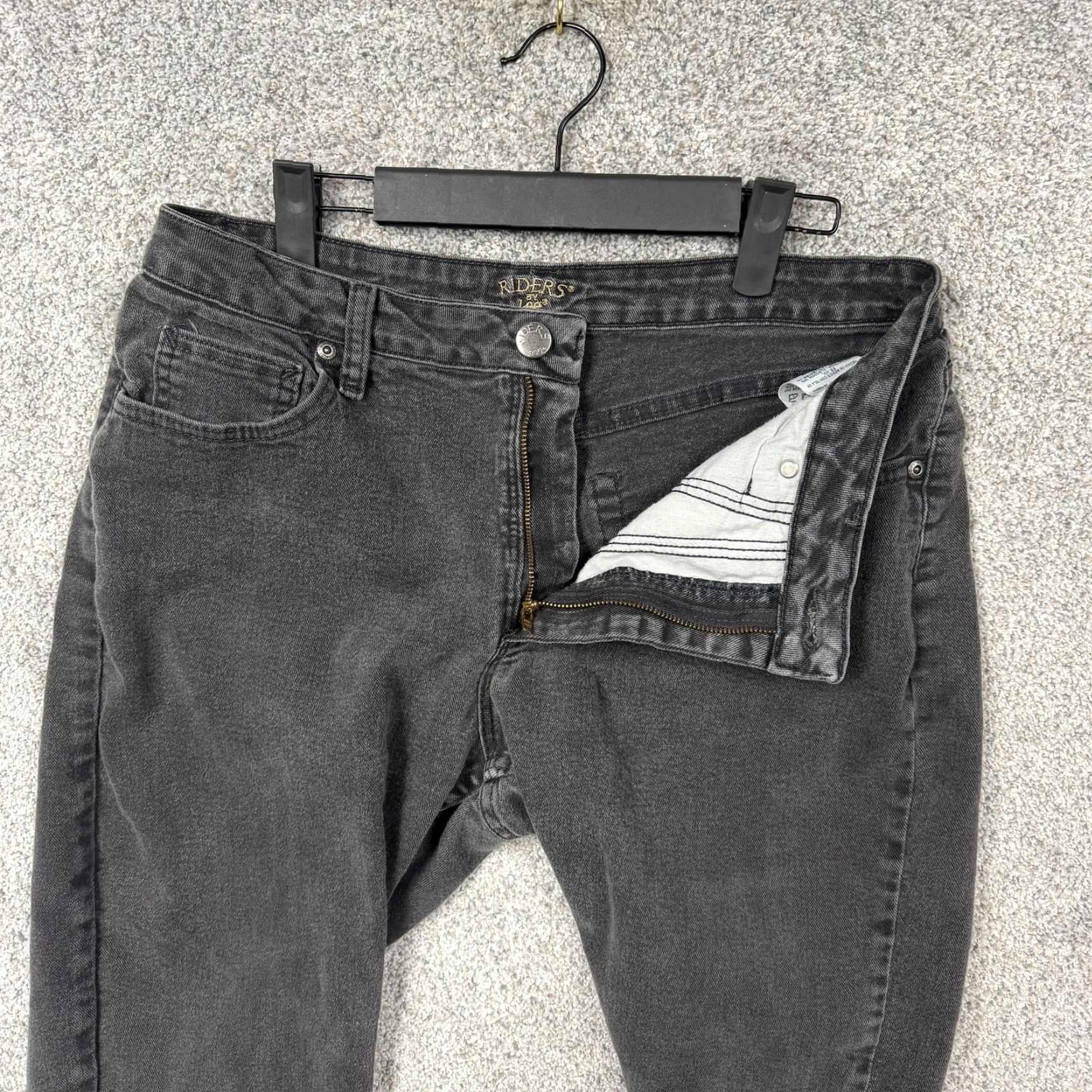 Vintage Riders By Lee Jeans Womens 12M 32x28 Dark Gray Denim Fairygrunge Utility Y2K Size 34" / US 12 / IT 48 - 6 Thumbnail