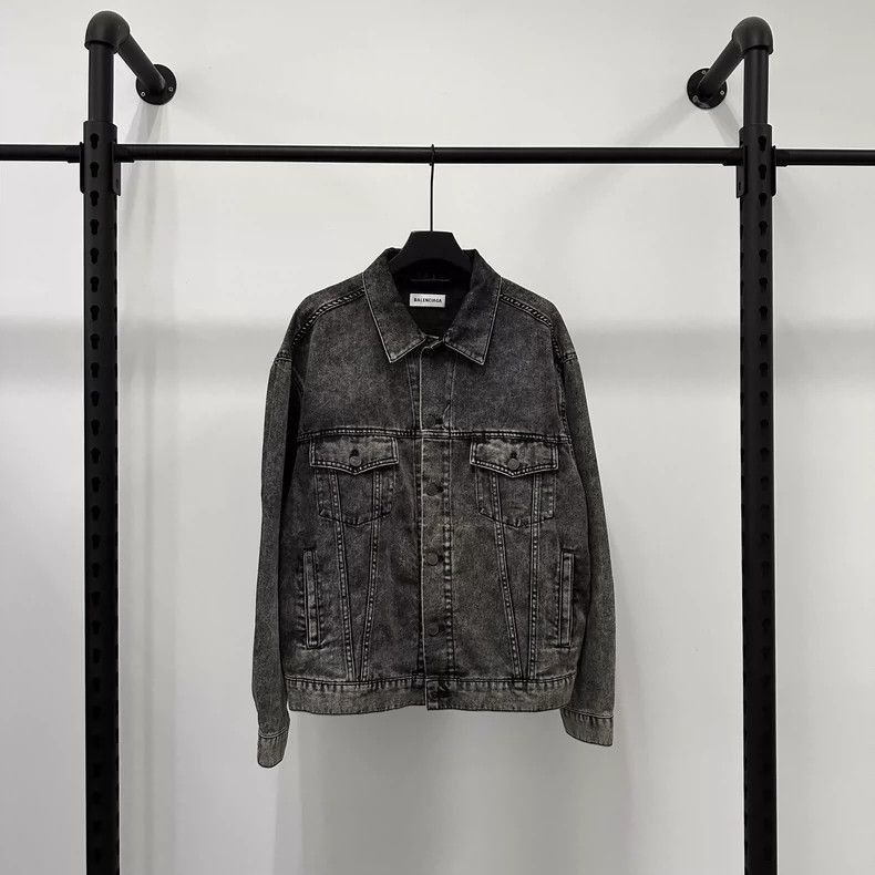Black Denim Jacket with Embroidered Logo-2506
