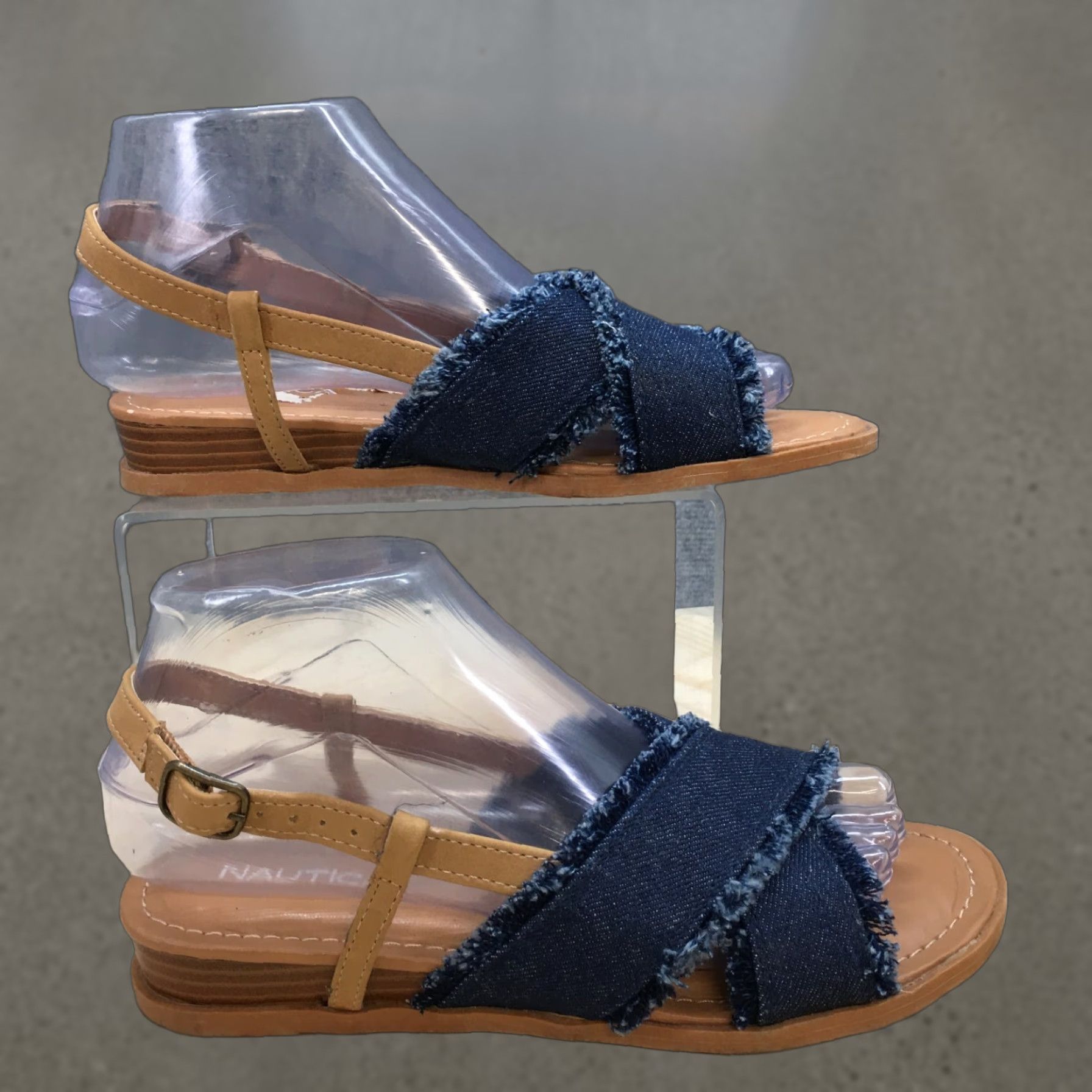 Nautica Nautica Basin Slingback Flats Buckle Straps Casual Blue Fabric Sandals Womens 6 Size US 6 / IT 36 - 1 Thumbnail